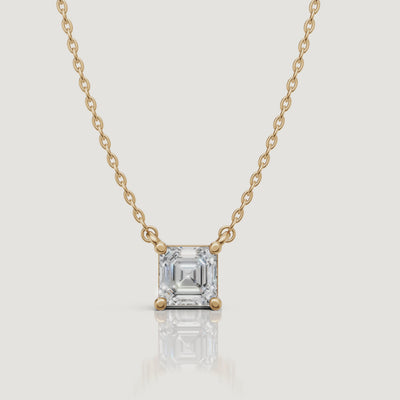 Yellow Gold Asscher Cut Lab Grown Diamond Pendant Necklace Video by Raul Diamonds
