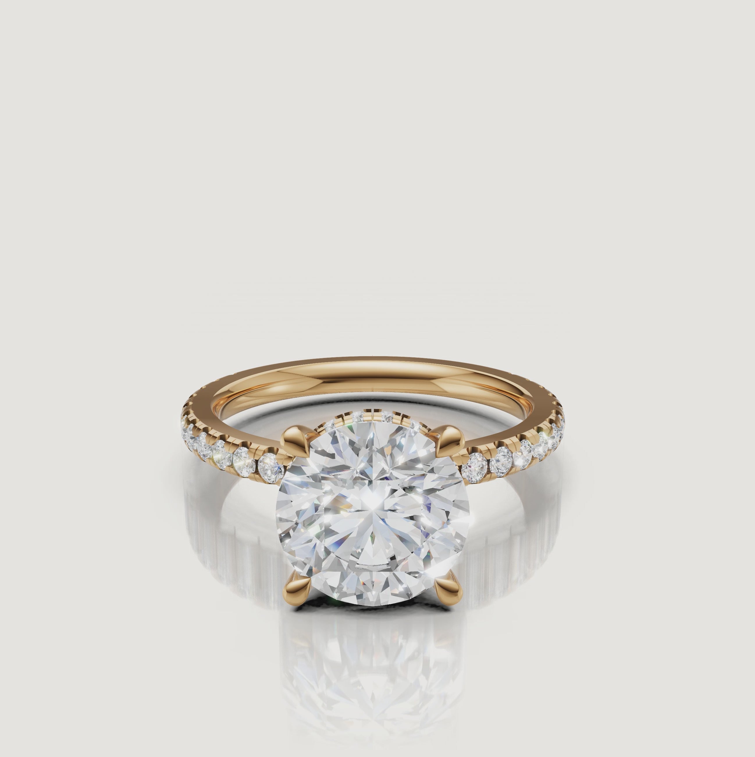 Round Lab Grown Diamond Ring Video in 14K Yellow Gold – Raul Diamonds