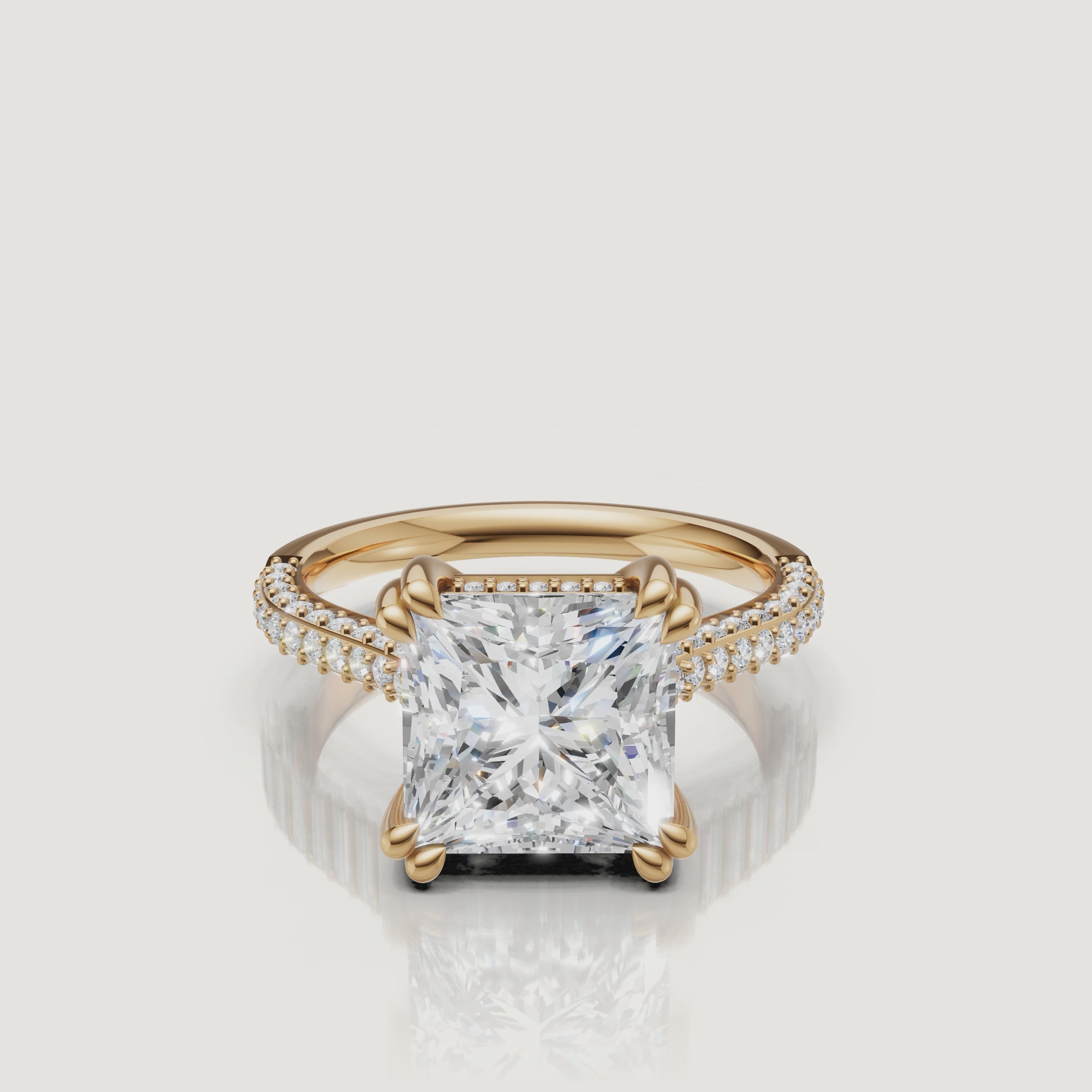 Princess Cut Lab Grown Diamond Ring Video in 14K Yellow Gold – Raul Diamonds