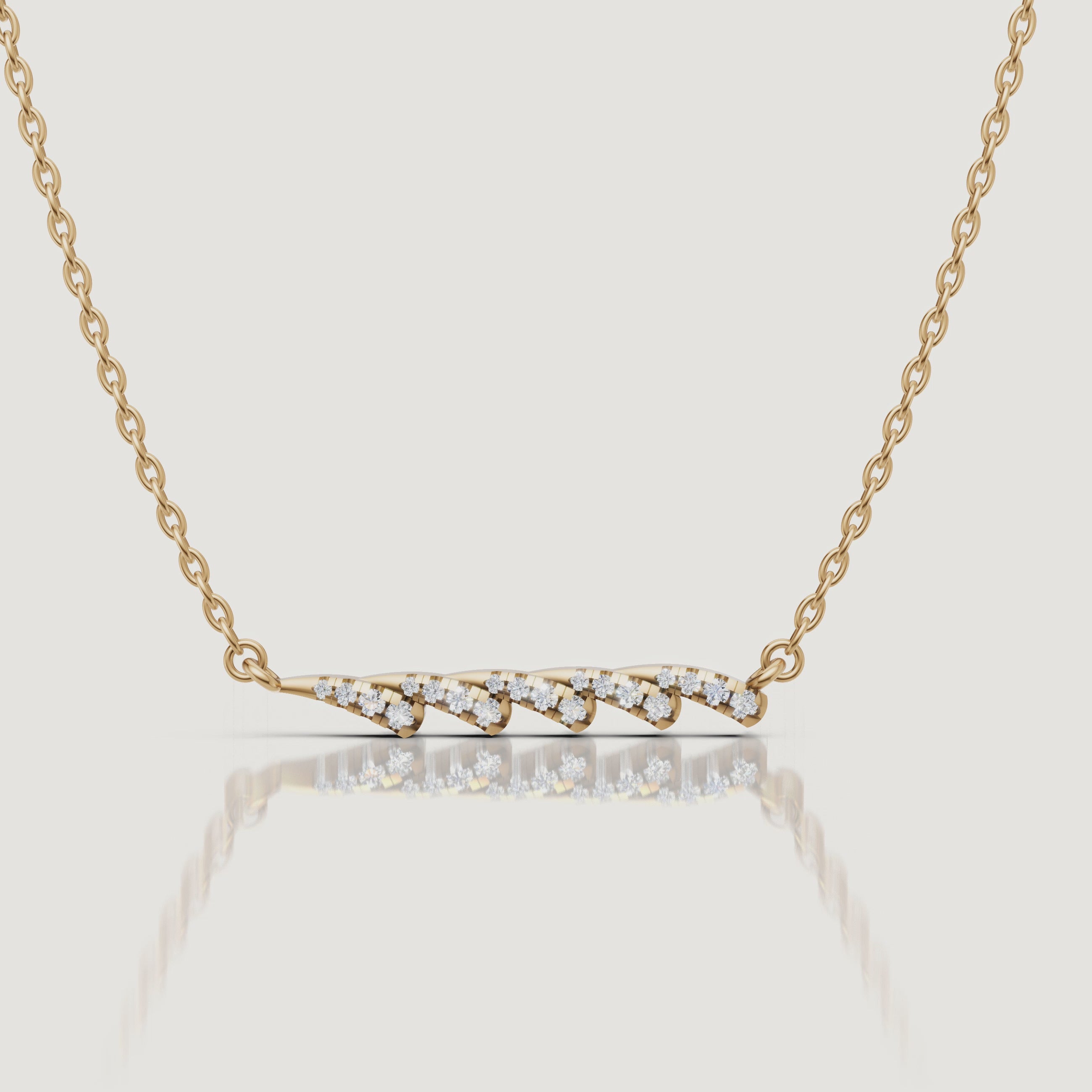 Yellow Gold Curved Diamond Bar Necklace Video by Raul Diamonds