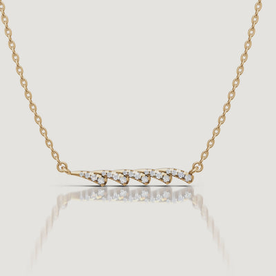 Yellow Gold Curved Diamond Bar Necklace Video by Raul Diamonds