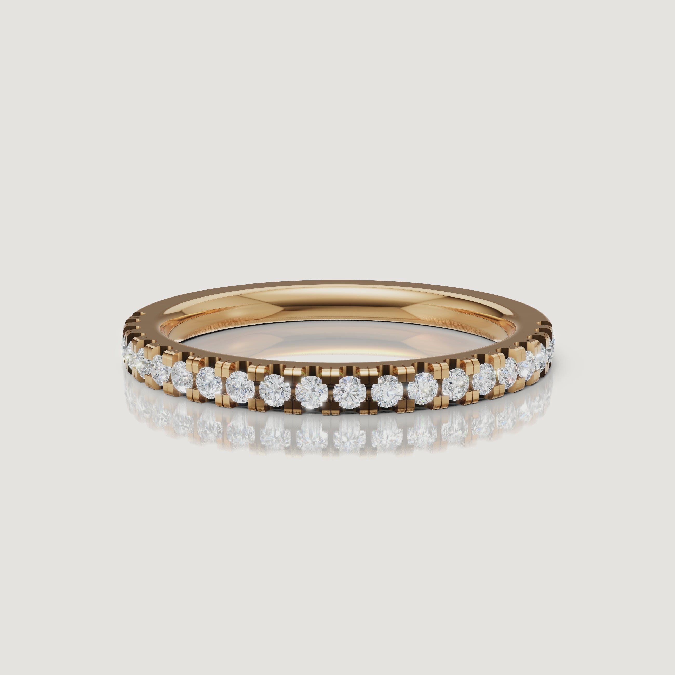 Yellow gold slim pave diamond wedding band video by Raul Diamonds