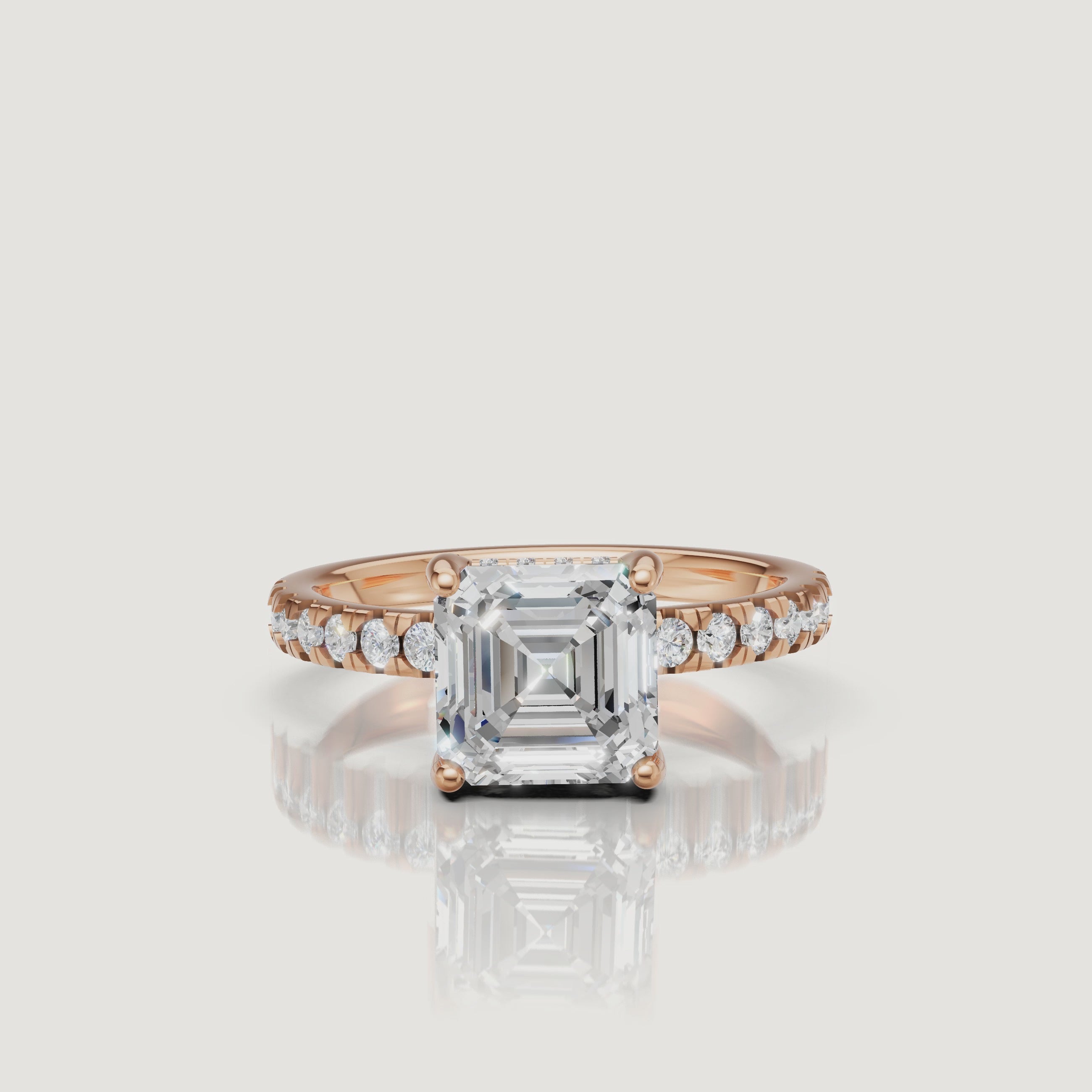Rose gold emerald cut diamond engagement ring luxury sparkle video by Raul Diamonds