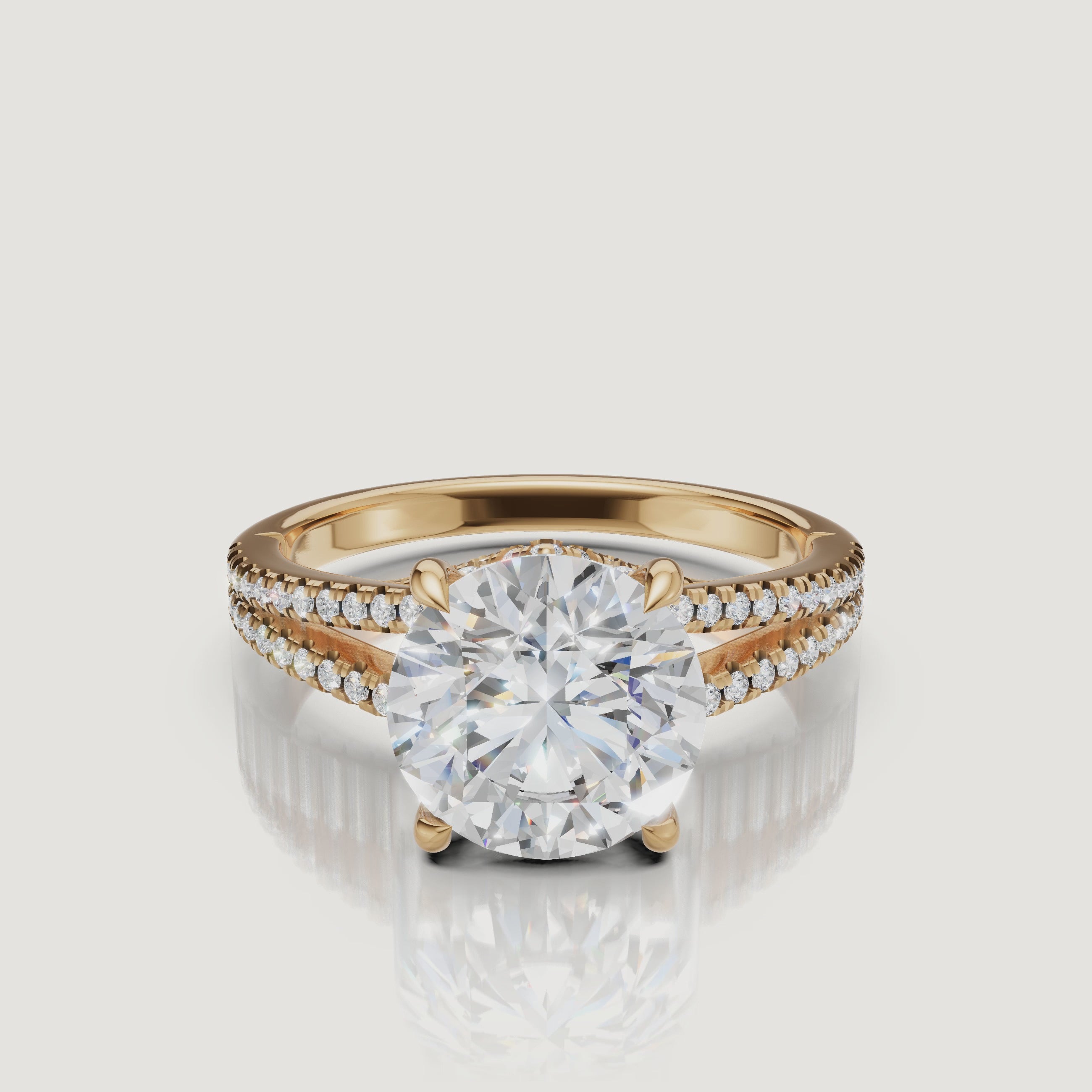 Round Cut Lab Grown Diamond Engagement Ring Video in 14K Yellow Gold – Raul Diamonds