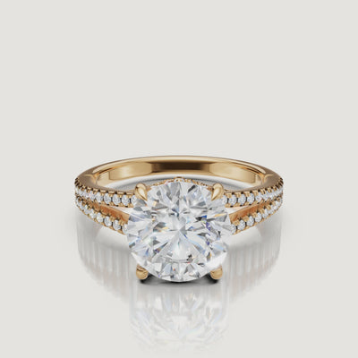 Round Cut Lab Grown Diamond Engagement Ring Video in 14K Yellow Gold – Raul Diamonds