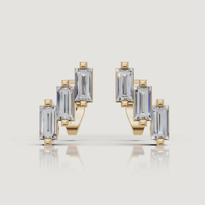 Yellow gold baguette diamond earrings video by Raul Diamonds