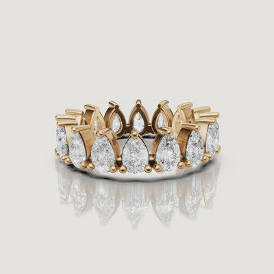 Yellow gold pear shaped diamond eternity wedding band video by Raul Diamonds