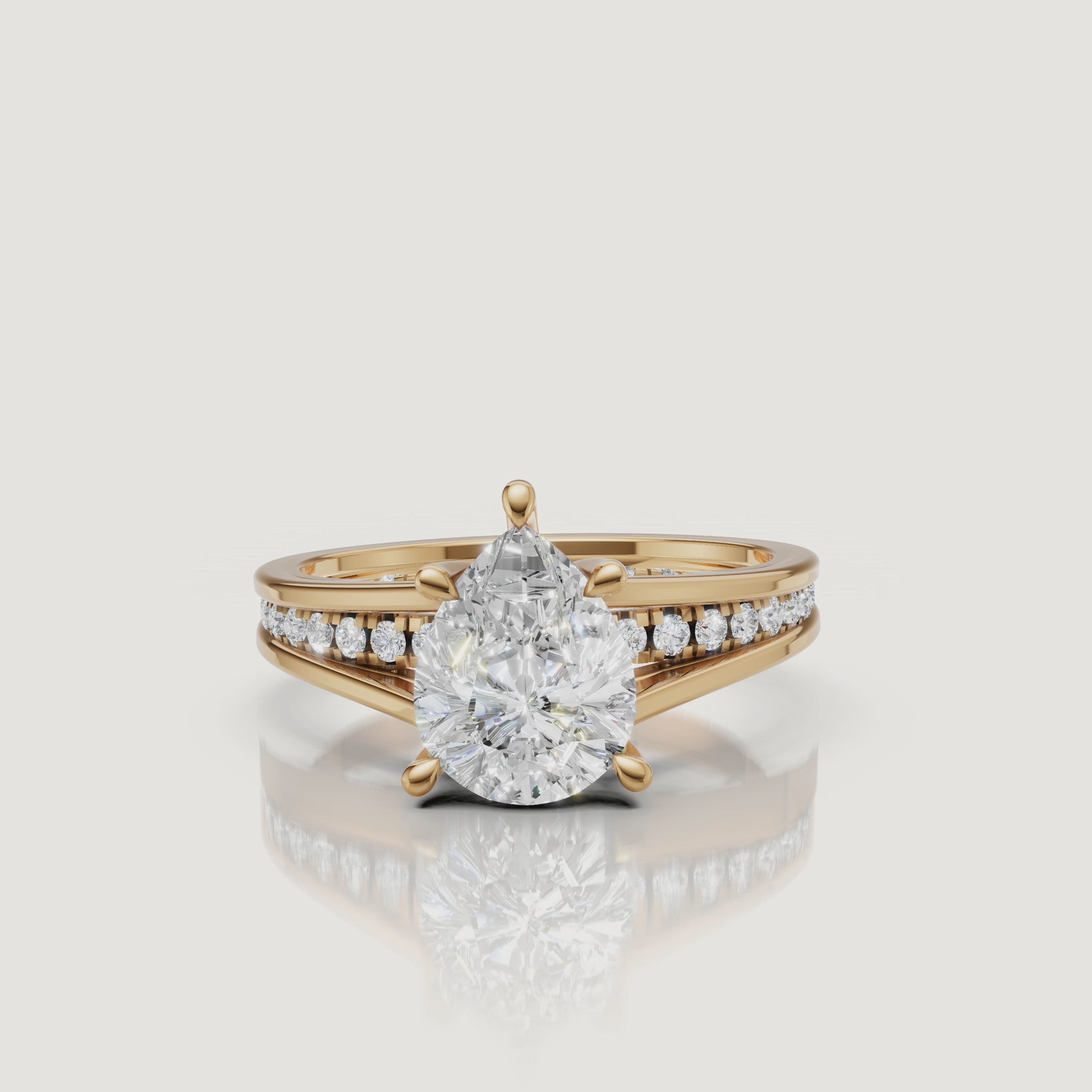 Pear Cut Lab Diamond Ring Video in Yellow Gold – Raul Diamonds