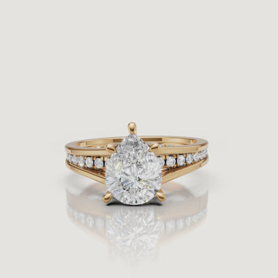 Pear Cut Lab Diamond Ring Video in Yellow Gold – Raul Diamonds