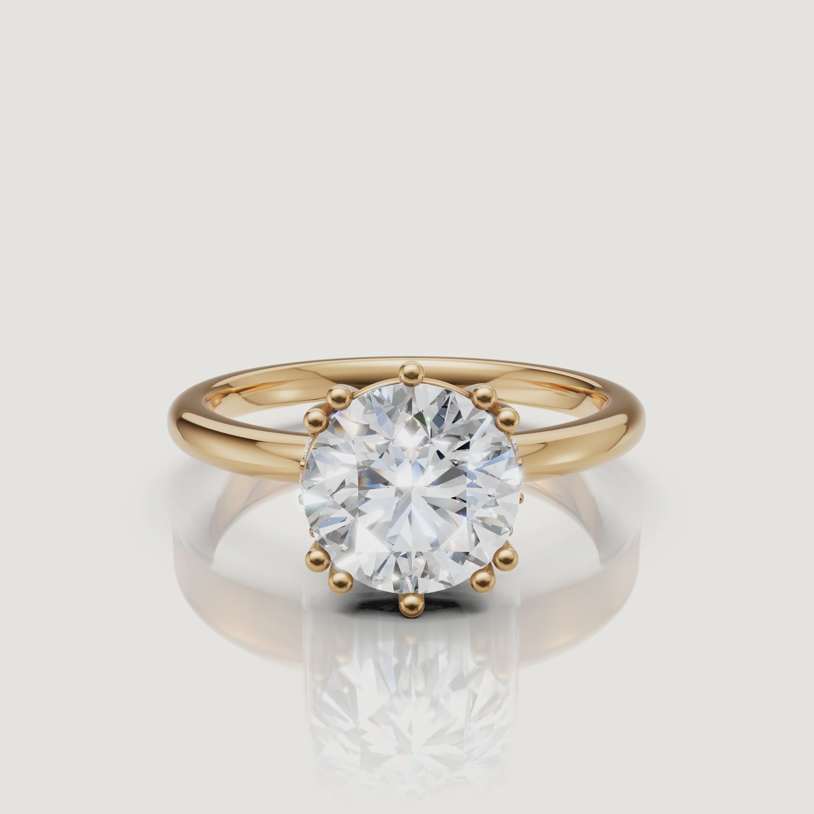 Round Cut Lab Grown Diamond Engagement Ring Video in 14K Yellow Gold – Raul Diamonds