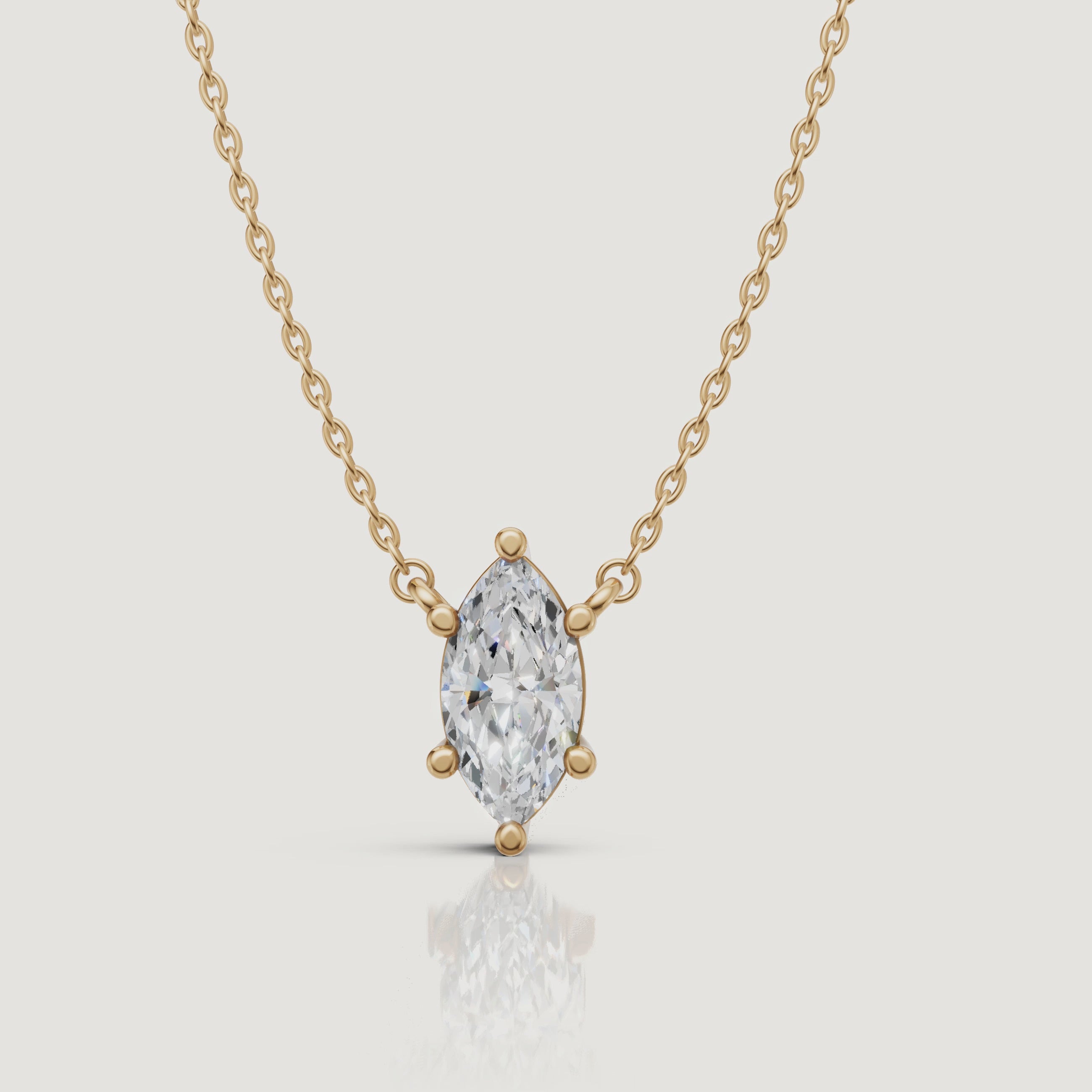 Yellow Gold Marquise Cut Lab Grown Diamond Pendant Necklace Video by Raul Diamonds