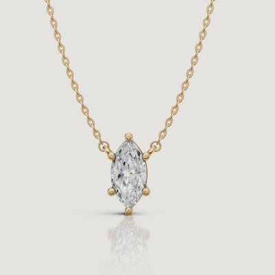 Yellow Gold Marquise Cut Lab Grown Diamond Pendant Necklace Video by Raul Diamonds