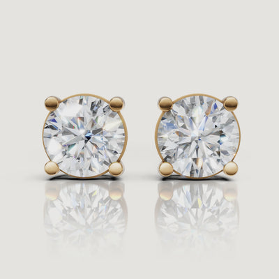 Yellow gold round diamond stud earrings video showcasing brilliant solitaire sparkle by Raul Diamonds