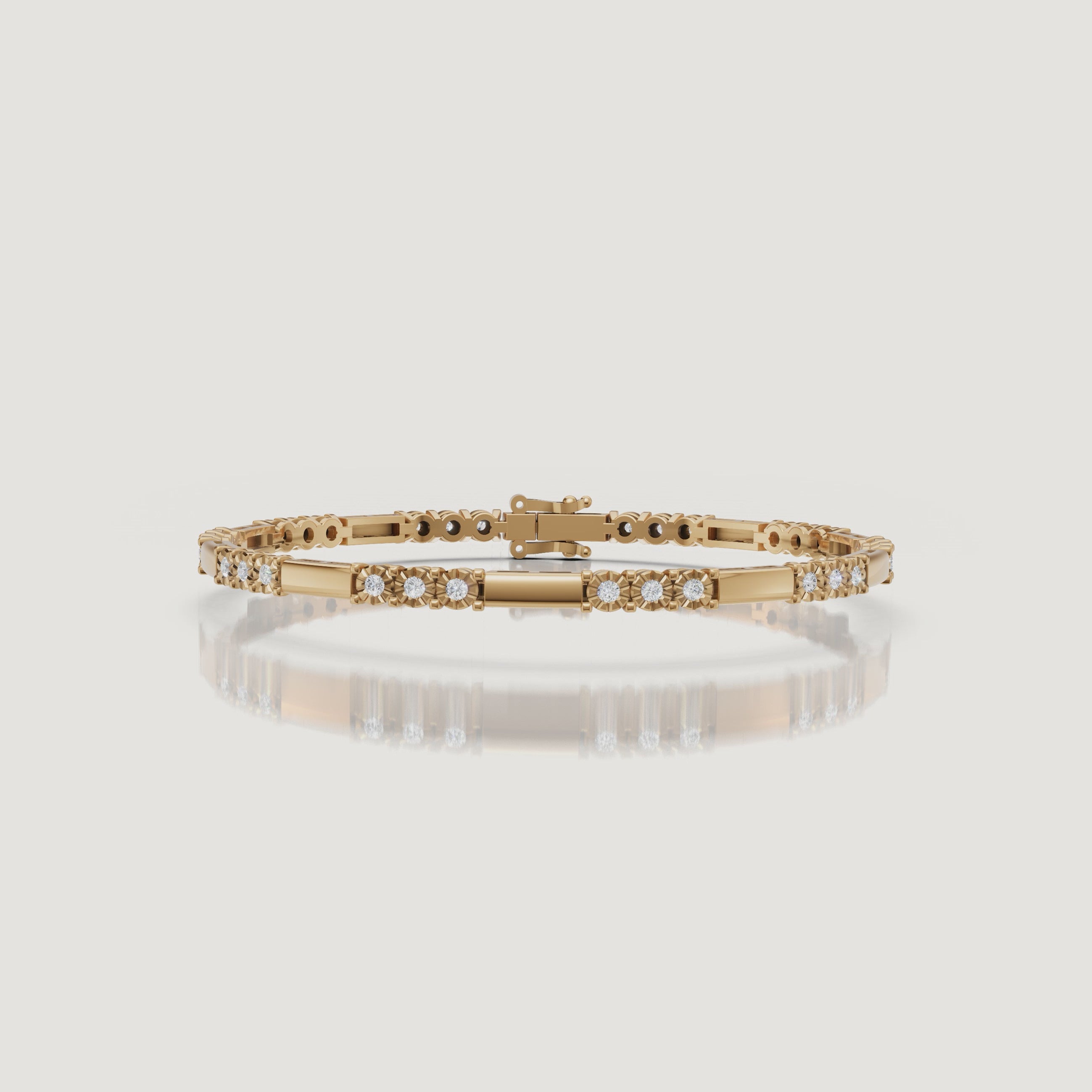 Luxury yellow gold diamond bracelet video by Raul Diamonds featuring sparkling lab grown diamonds, elegant wrist movement, cinematic macro close-ups, warm luxury lighting, and premium fine jewelry styling for a timeless modern look