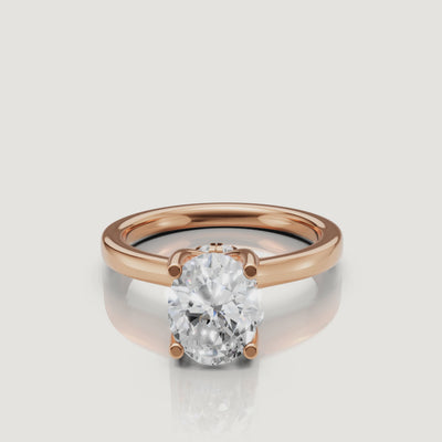 video of oval cut lab grown diamond solitaire engagement ring in 14k rose gold