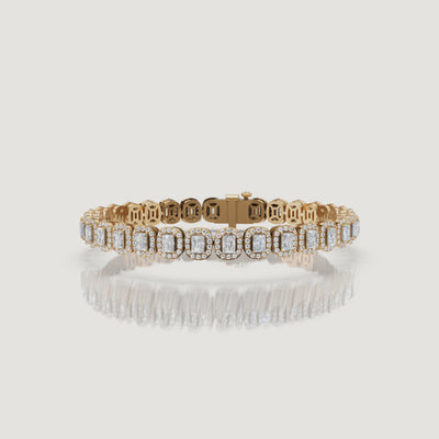 Yellow gold emerald cut diamond tennis bracelet video by Raul Diamonds