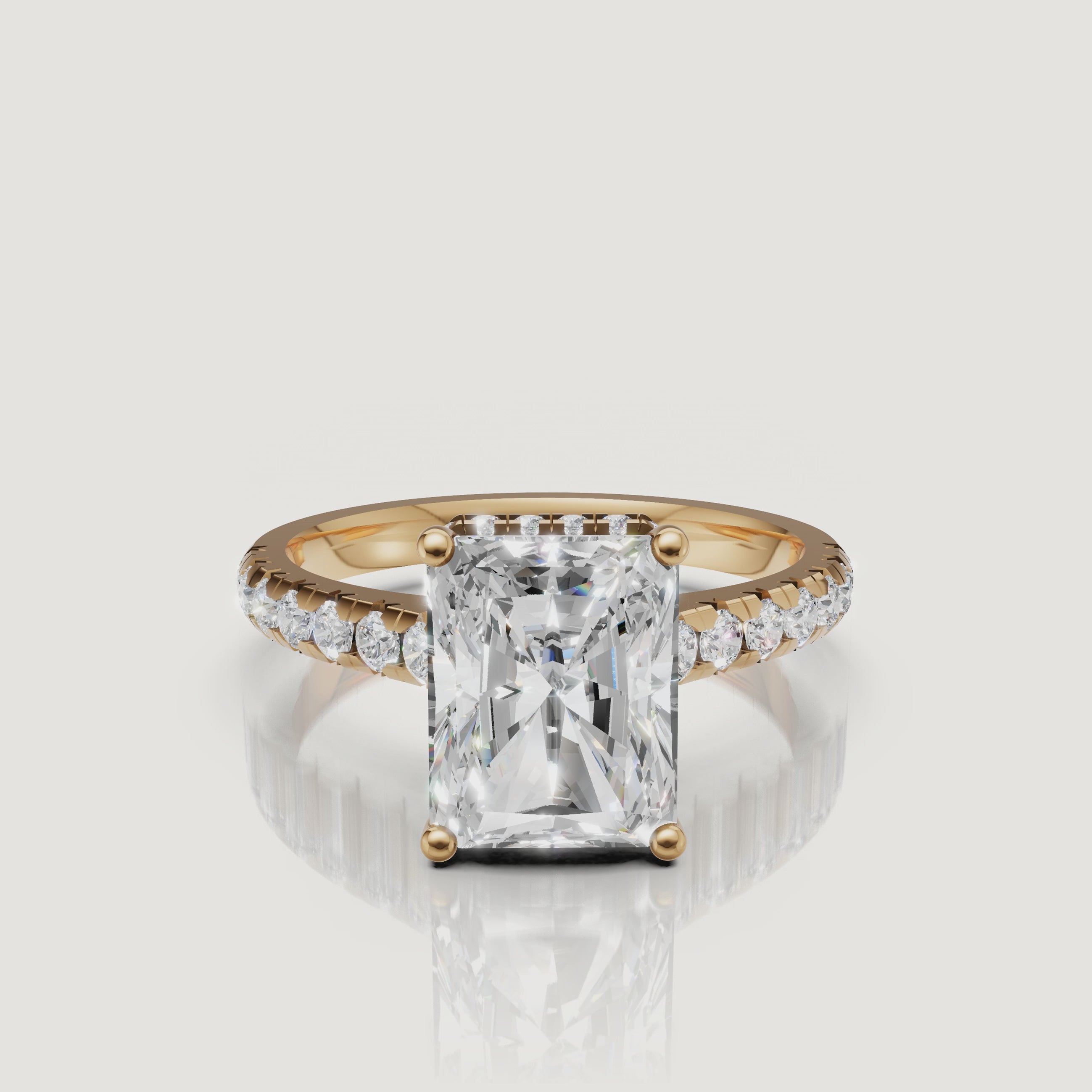 Radiant Cut Lab Grown Diamond Ring Video in 14K Yellow Gold – Raul Diamonds