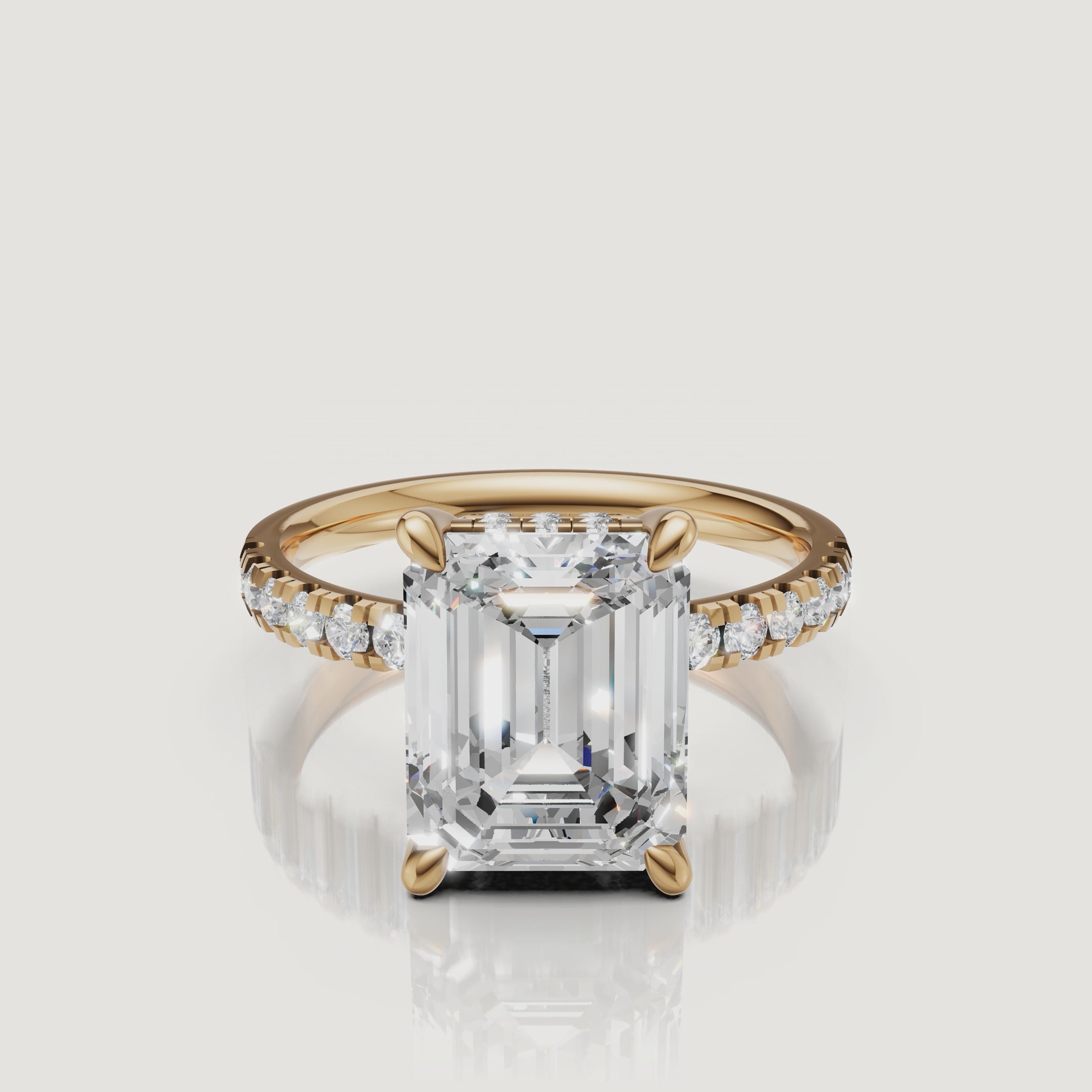 Emerald Cut Lab Grown Diamond Ring Video in 14K Yellow Gold – Raul Diamonds