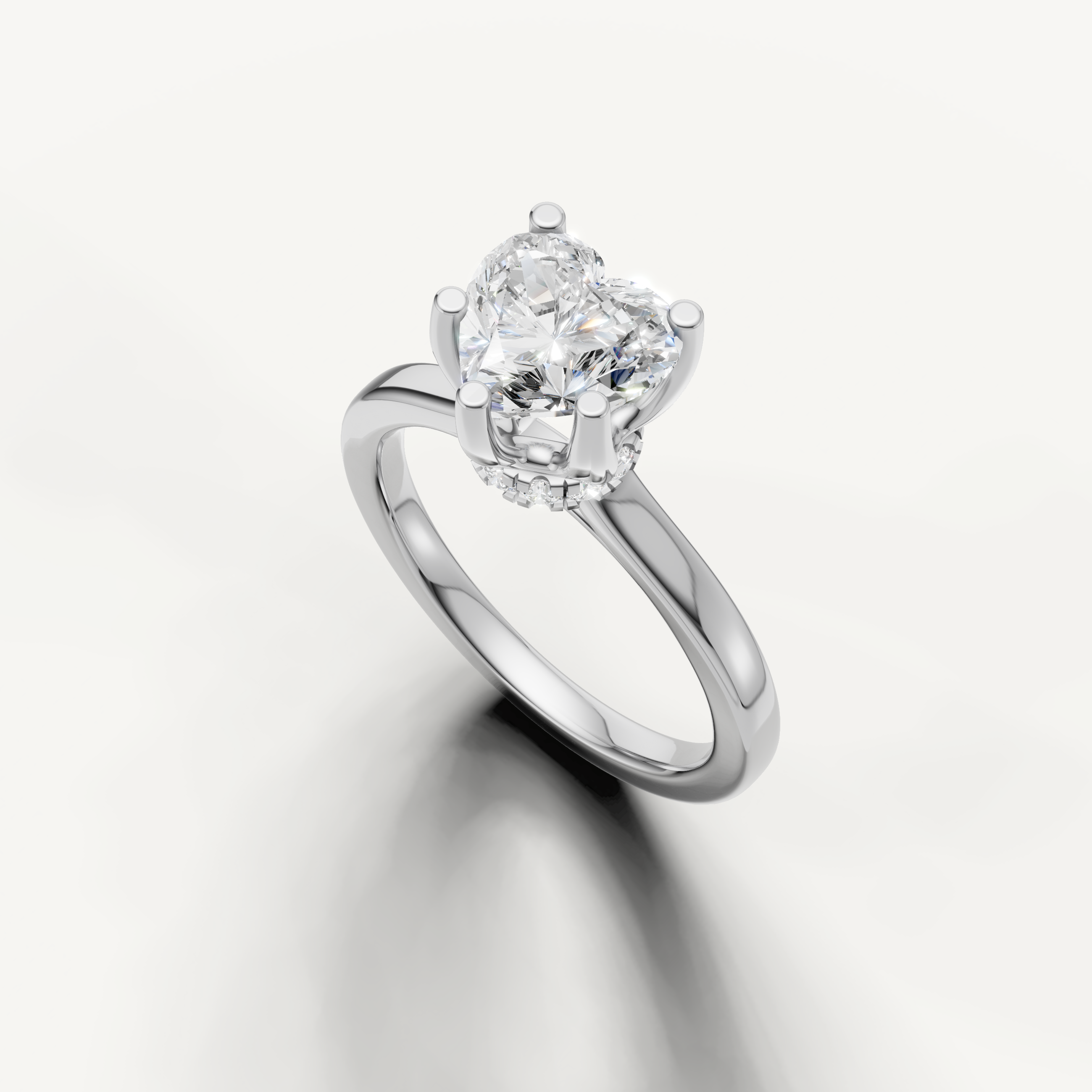 timeless heart shaped lab grown diamond engagement ring with sleek polished white gold band