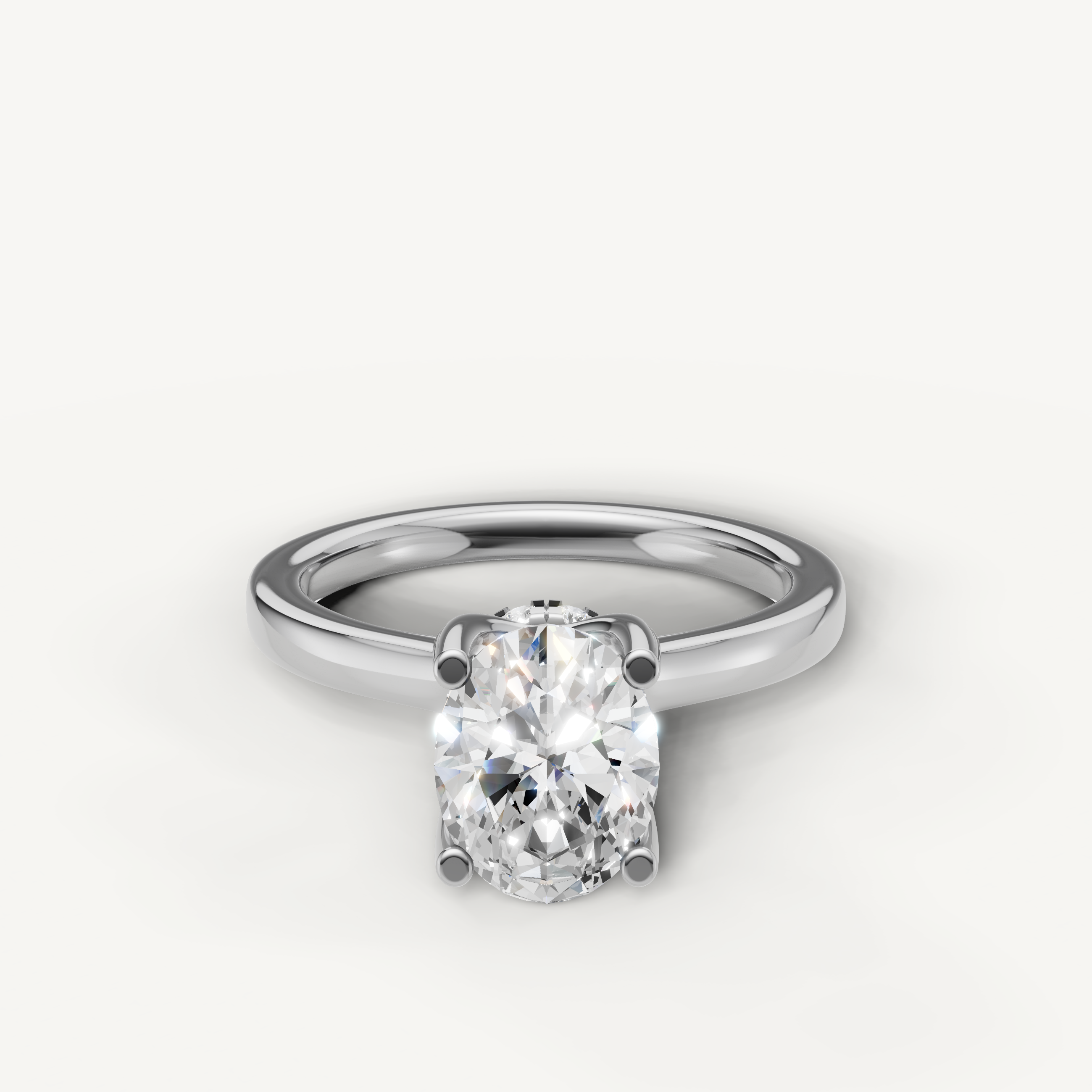 oval cut lab grown diamond solitaire engagement ring in 14k white gold