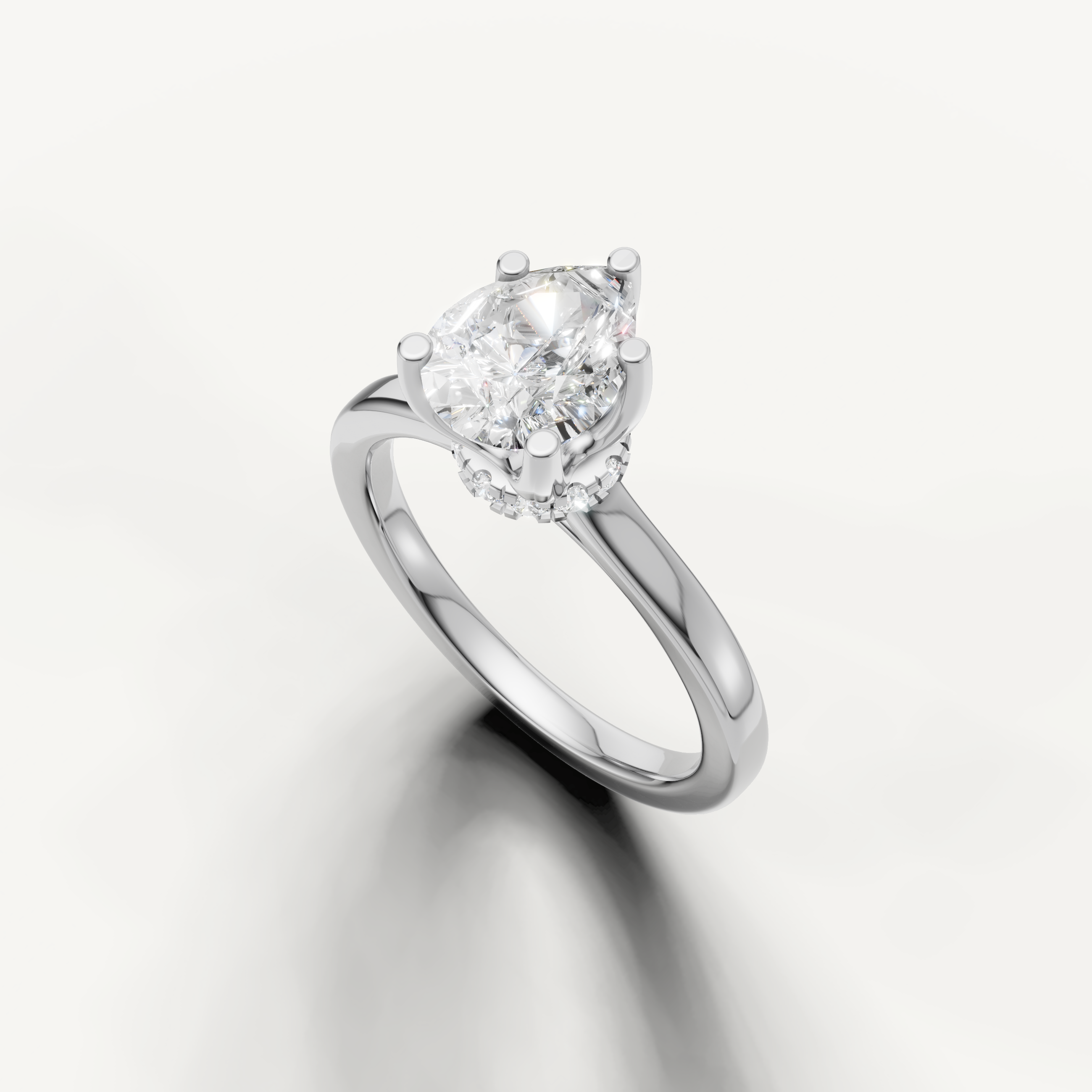 timeless pear cut lab grown diamond solitaire ring in classic 14k white gold