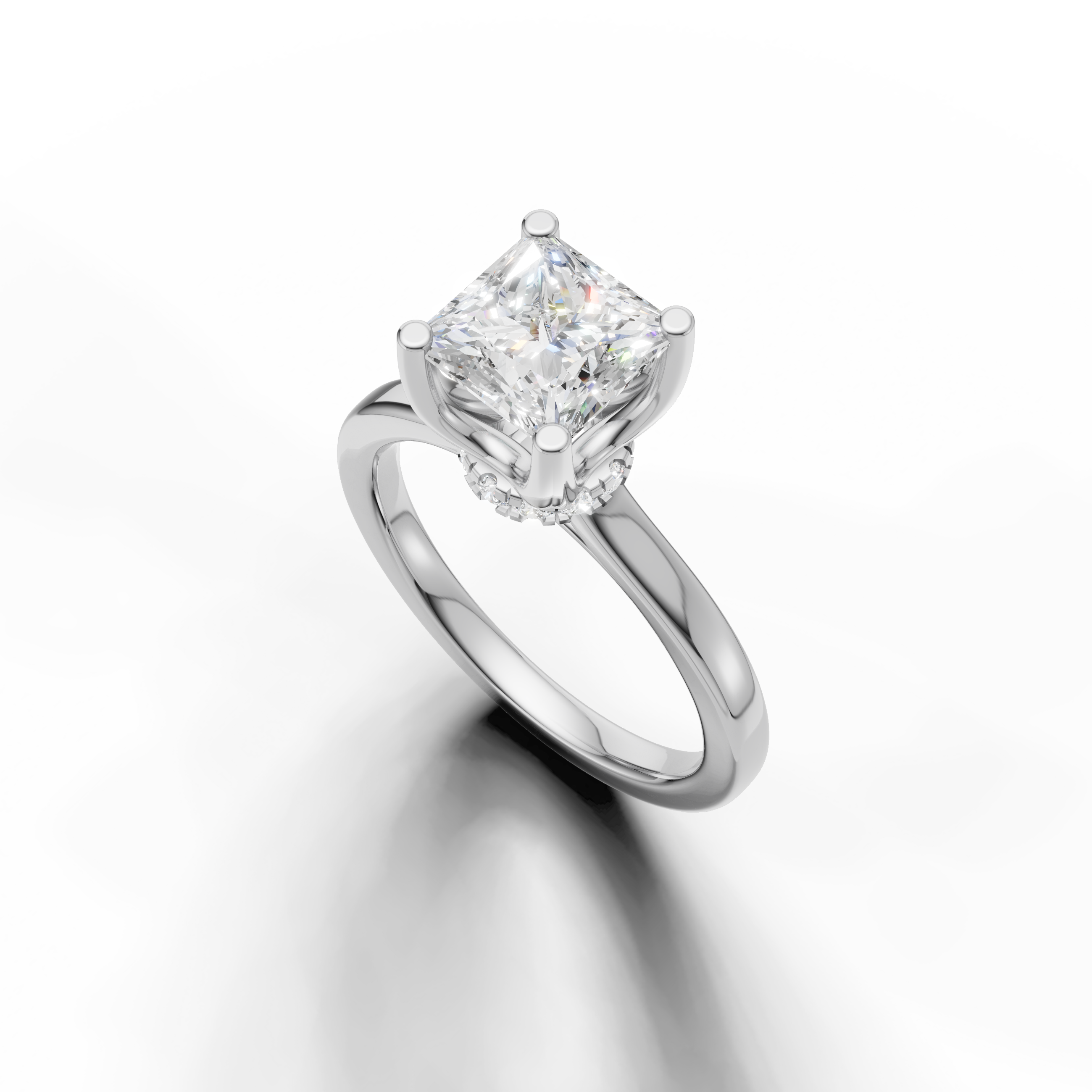 timeless princess cut lab grown diamond solitaire ring in classic 14k white gold