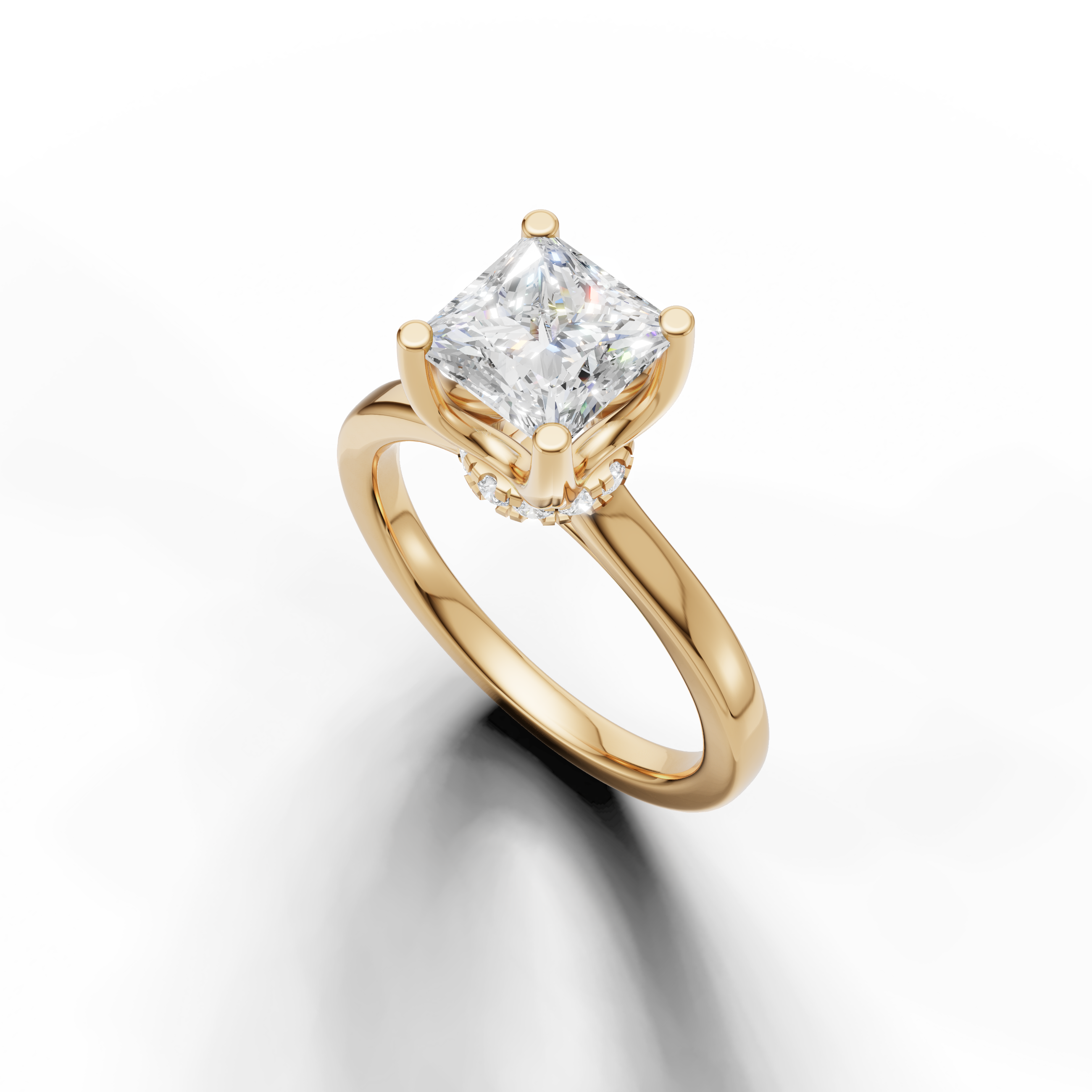 timeless princess cut lab grown diamond solitaire ring in classic 14k yellow gold