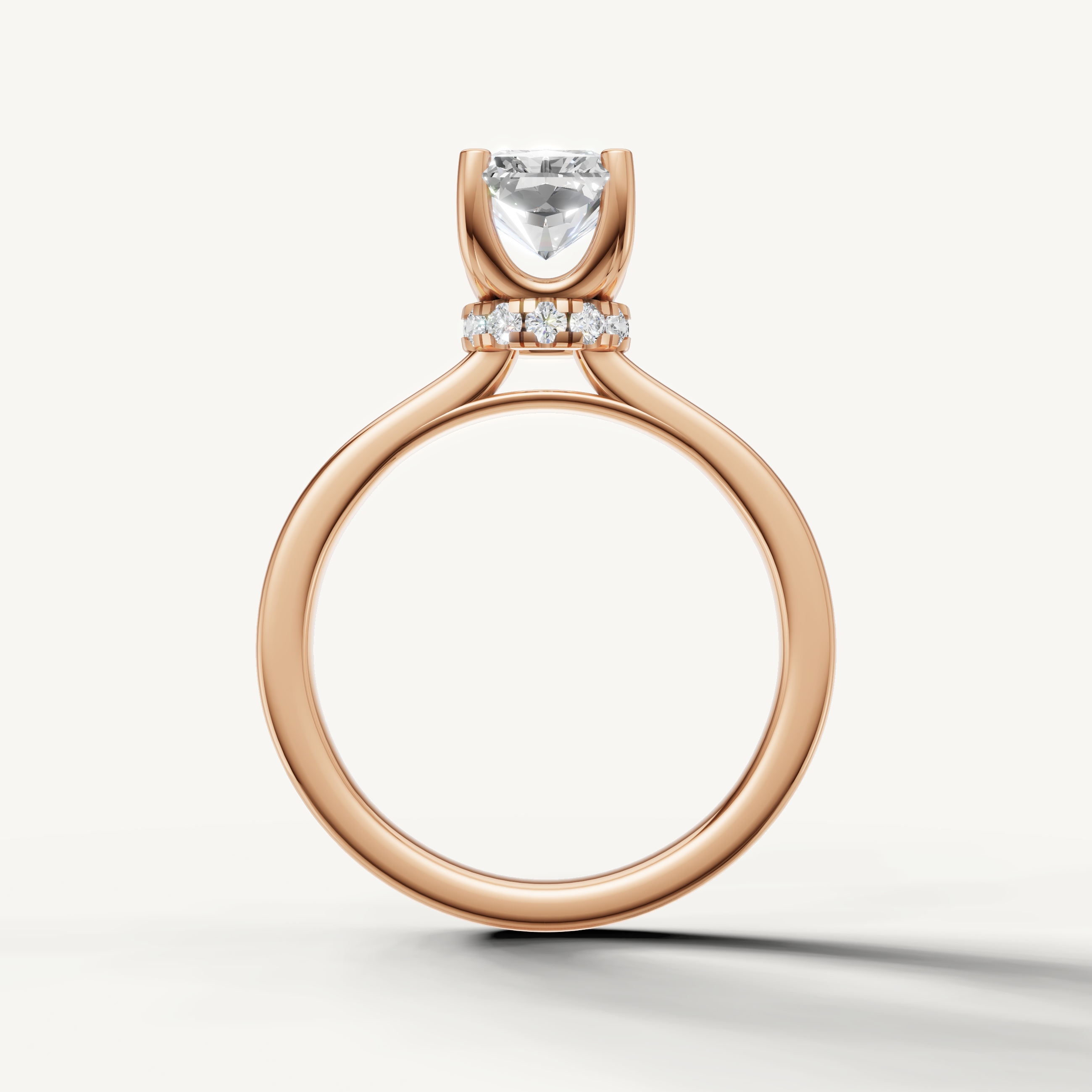 minimalist radiant cut lab grown diamond engagement ring with refined rose gold setting