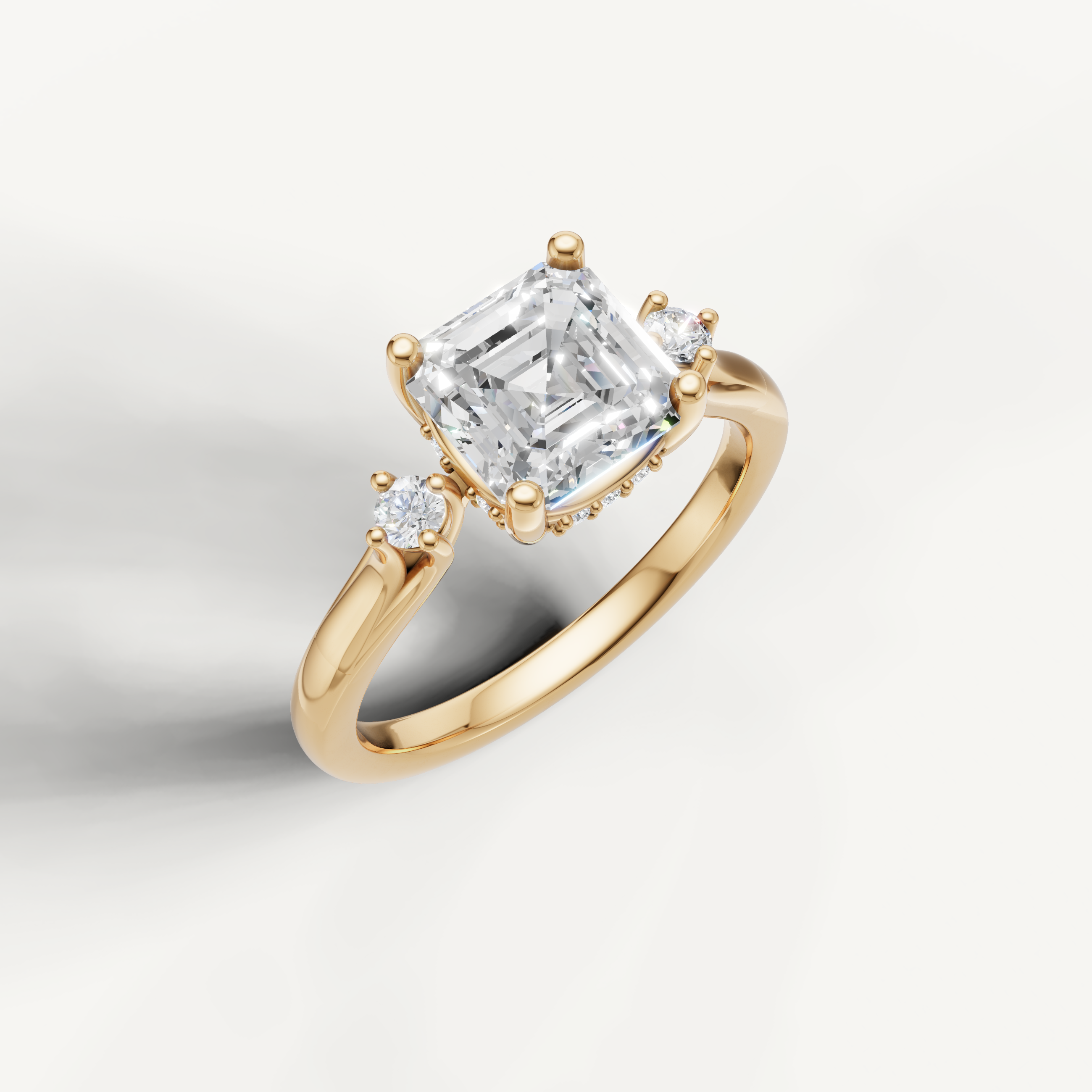 Sophisticated asscher cut lab grown diamond engagement ring inspired by vintage Art Deco style