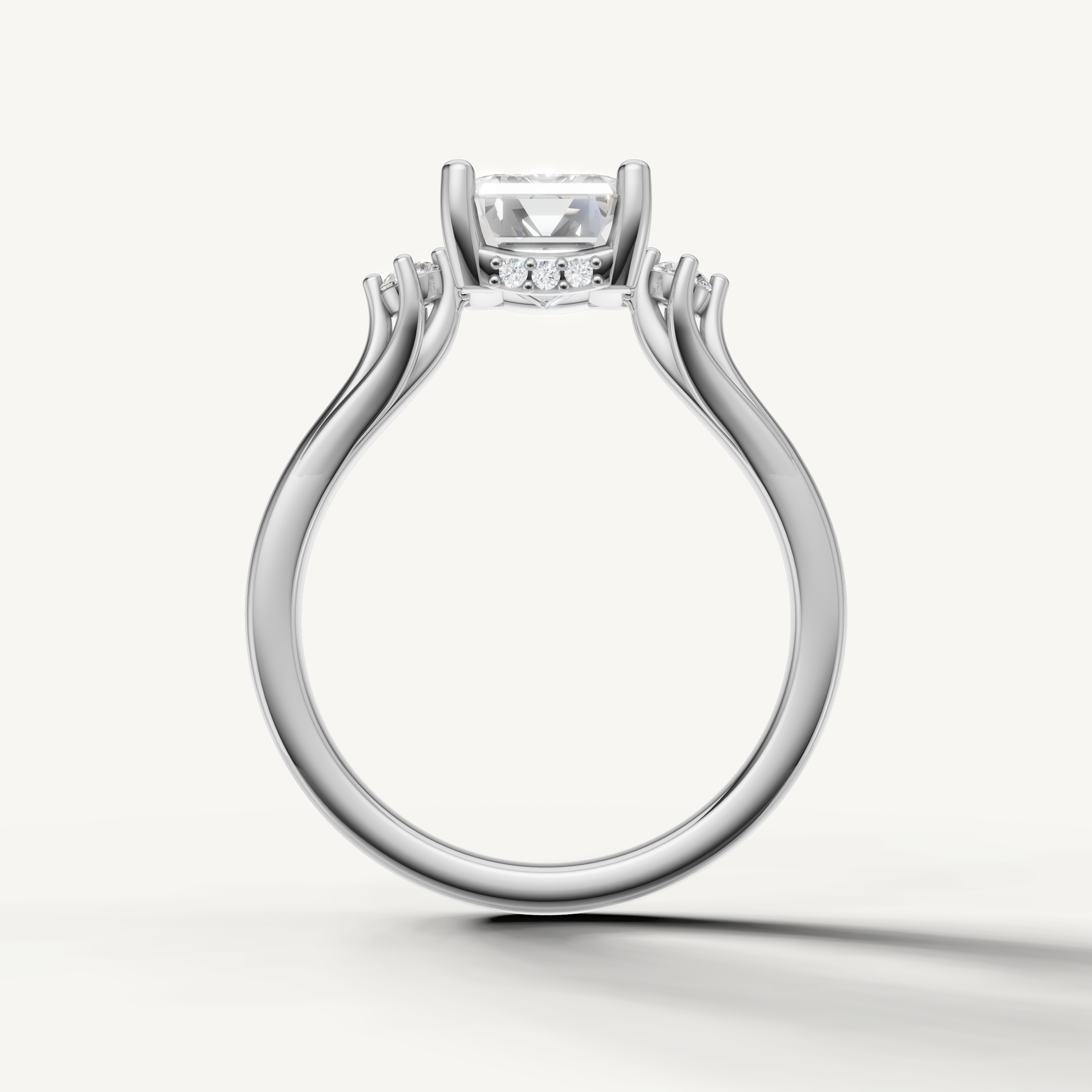 Luxury emerald cut lab grown diamond ring in white gold with timeless architectural elegance