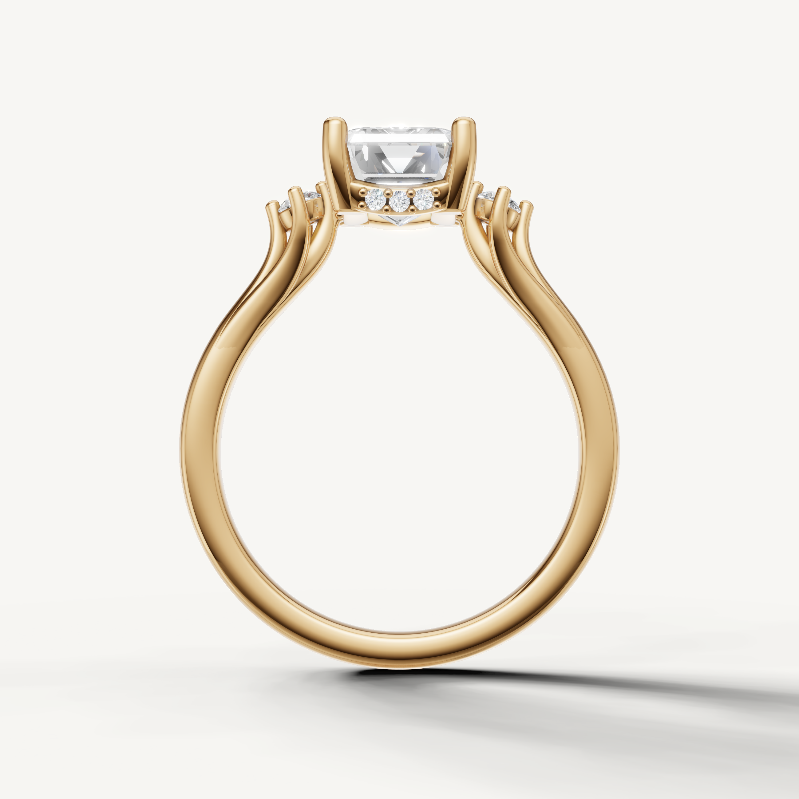 14K yellow gold emerald cut lab grown diamond ring with refined hall of mirrors sparkle