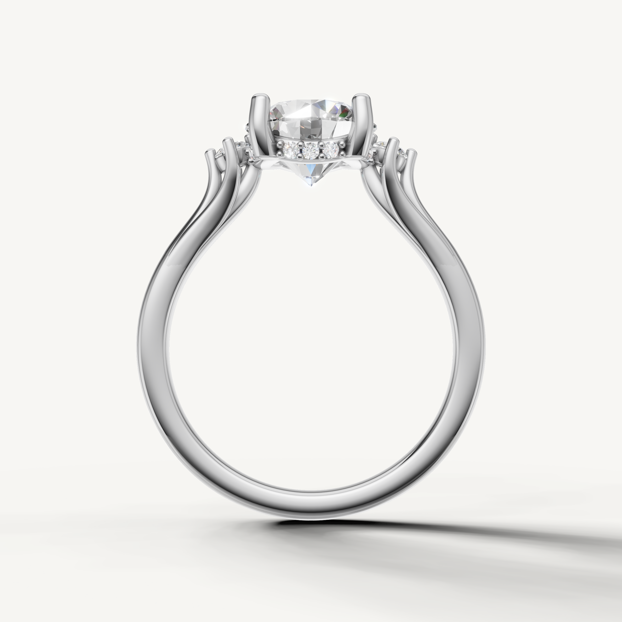 Luxury round cut lab grown diamond ring in white gold with classic modern elegance