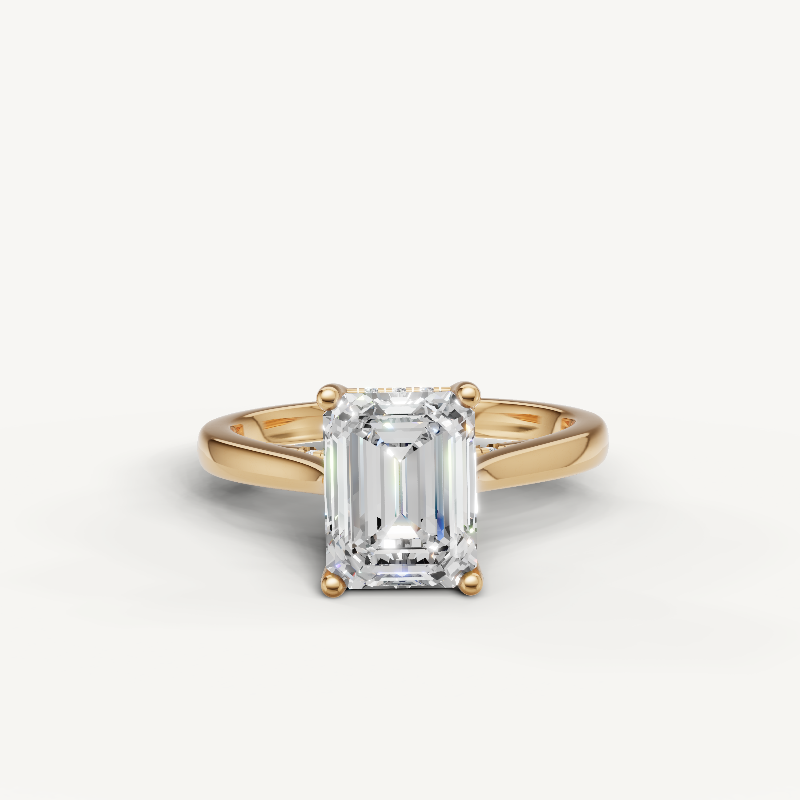 emerald cut lab grown diamond solitaire engagement ring in 14k yellow gold