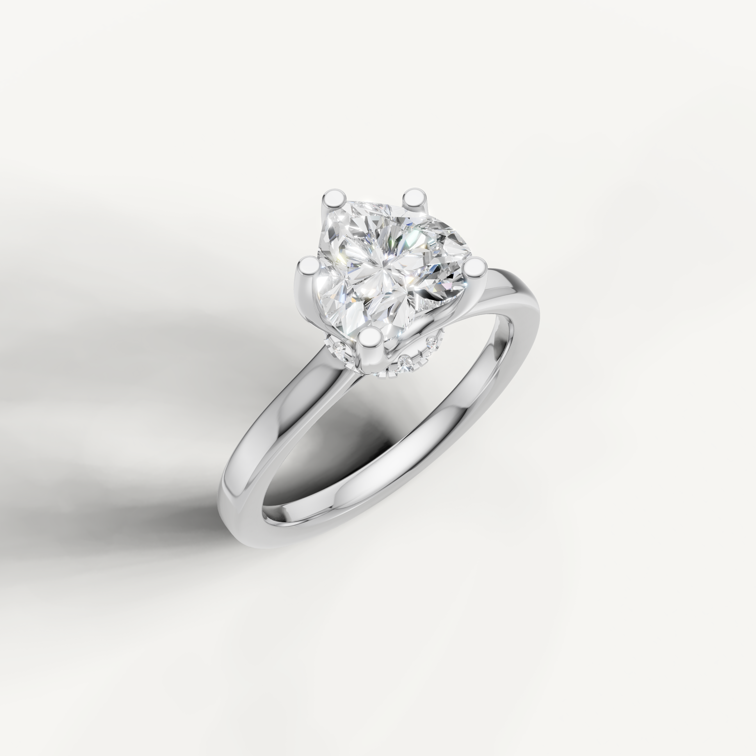 sophisticated heart cut lab grown diamond ring in 14k white gold solitaire setting