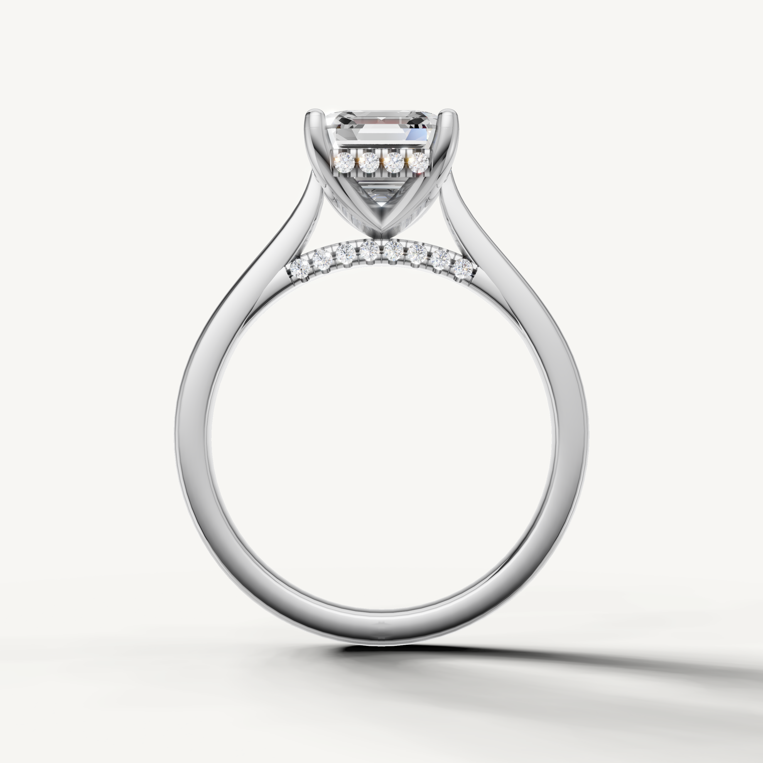 luxurious asscher cut lab grown diamond solitaire ring with hall of mirrors sparkle