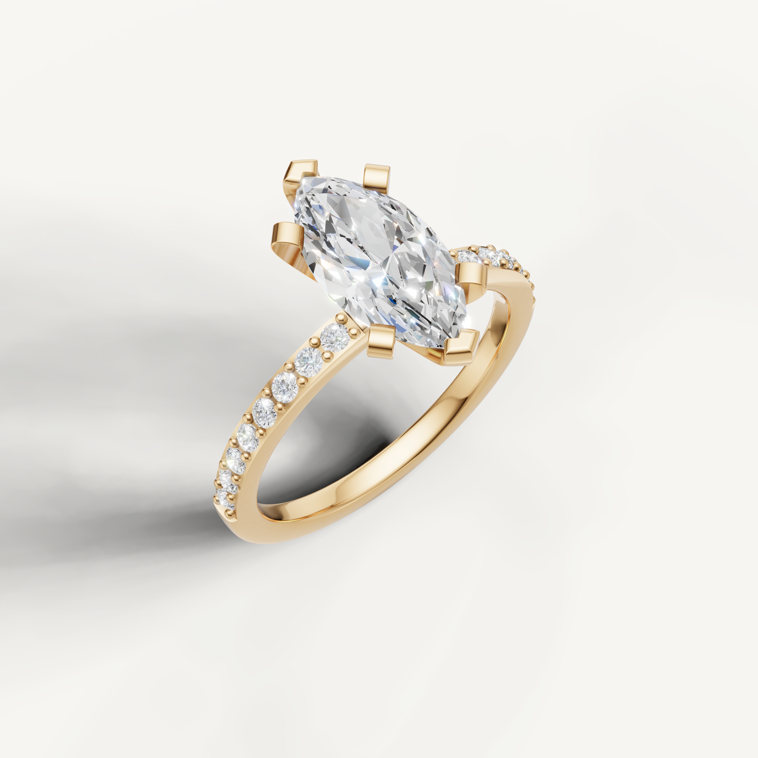 classic marquise cut diamond ring with pavé band sparkle