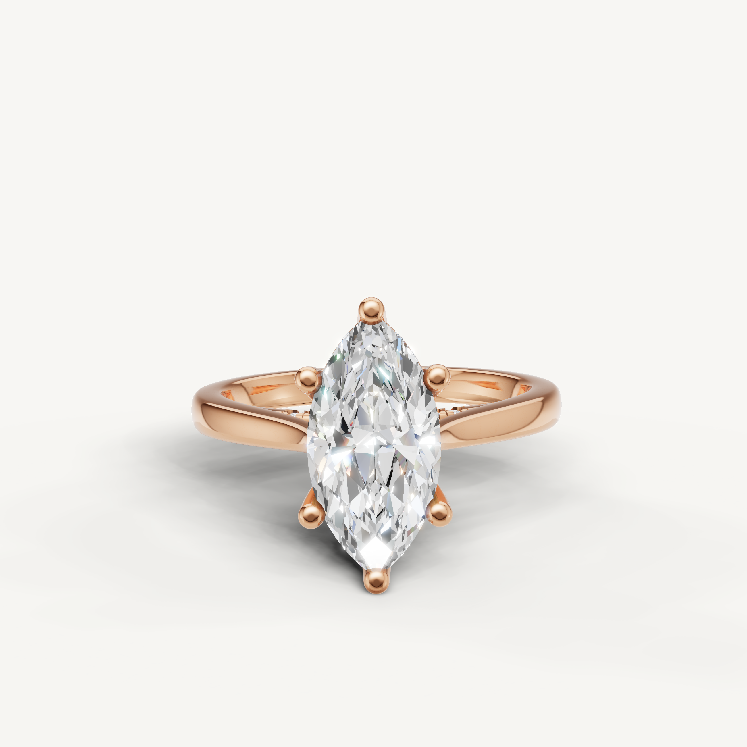 marquise cut lab grown diamond solitaire engagement ring in 14k rose gold
