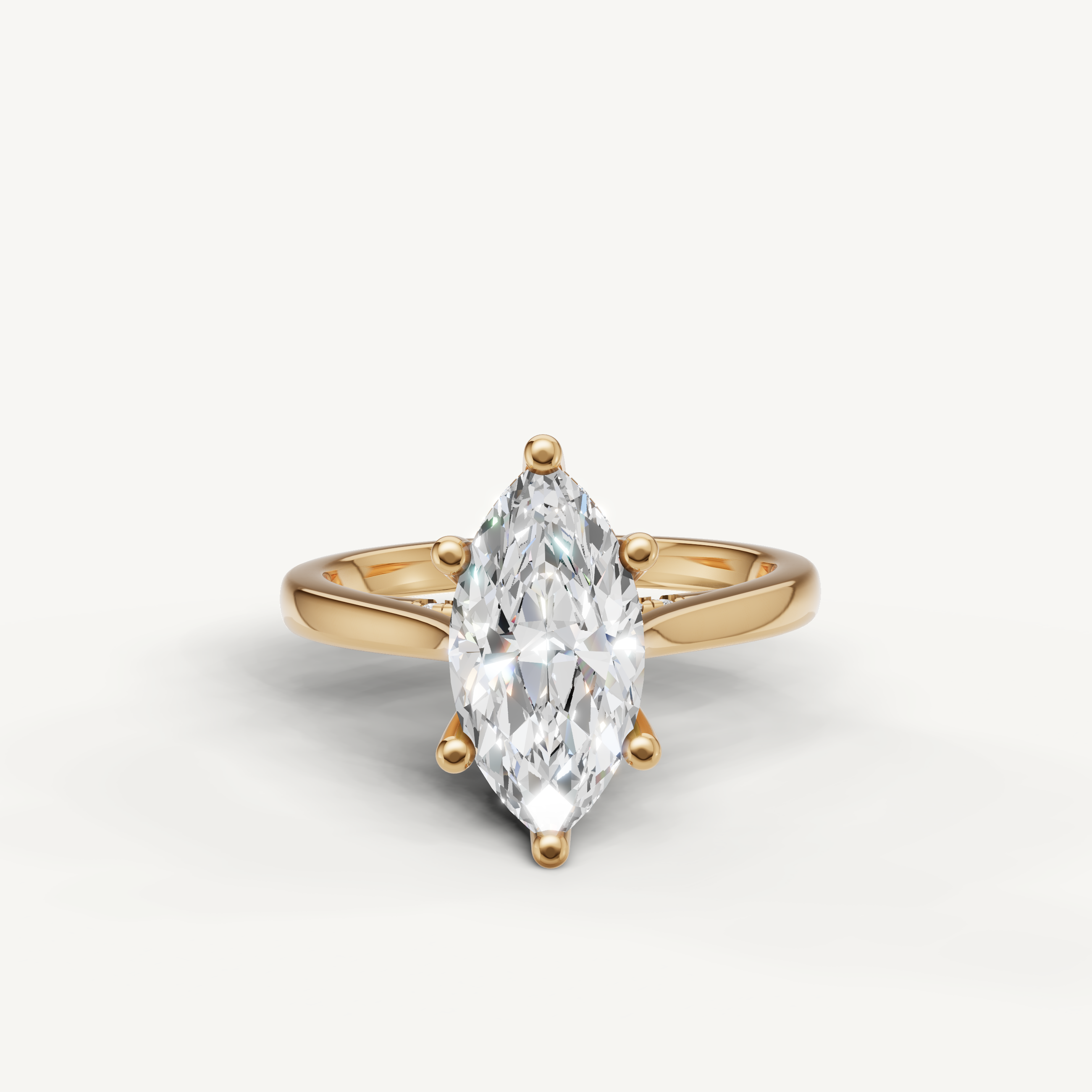 marquise cut lab grown diamond solitaire engagement ring in 14k yellow gold