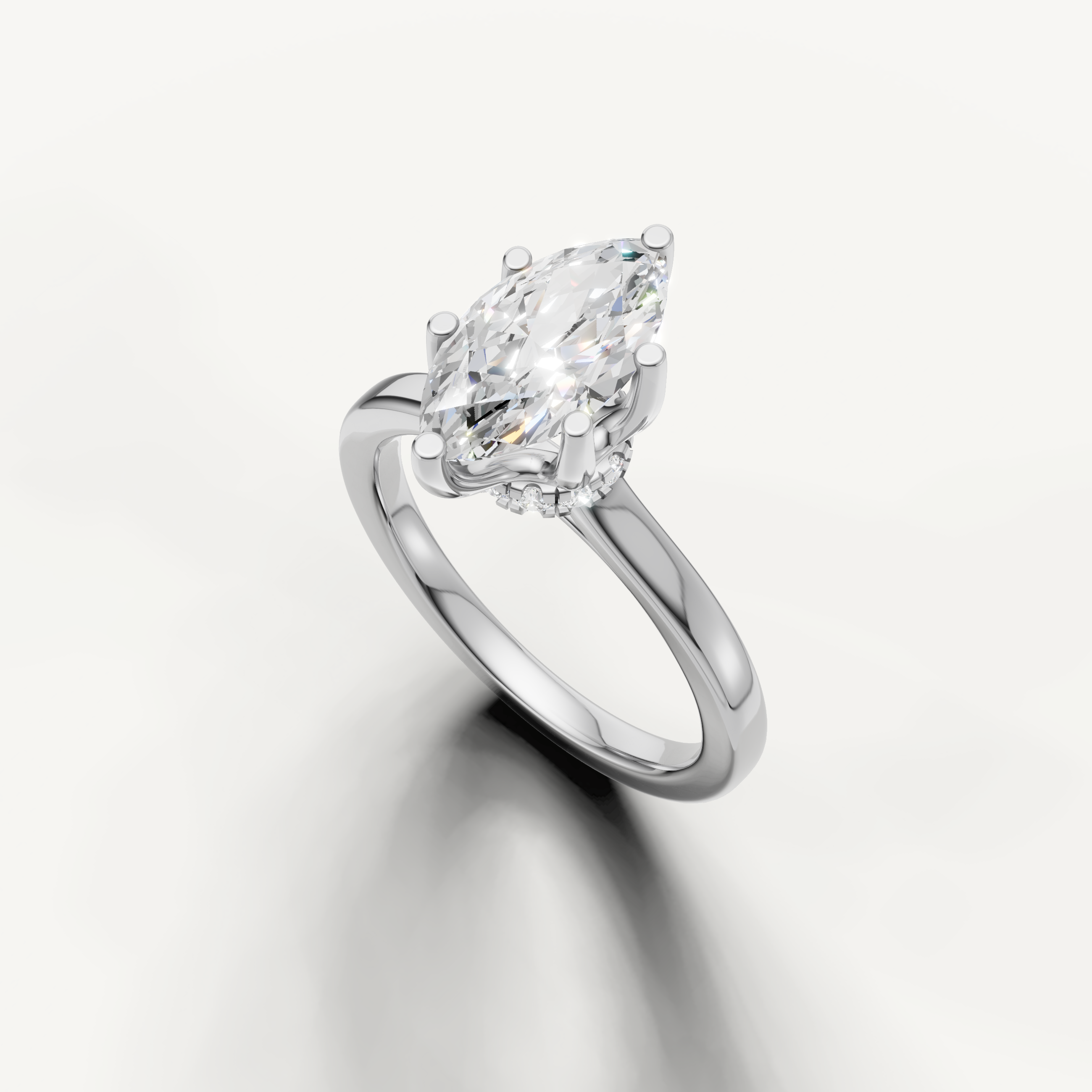 marquise cut lab grown diamond solitaire engagement ring in 14k white gold