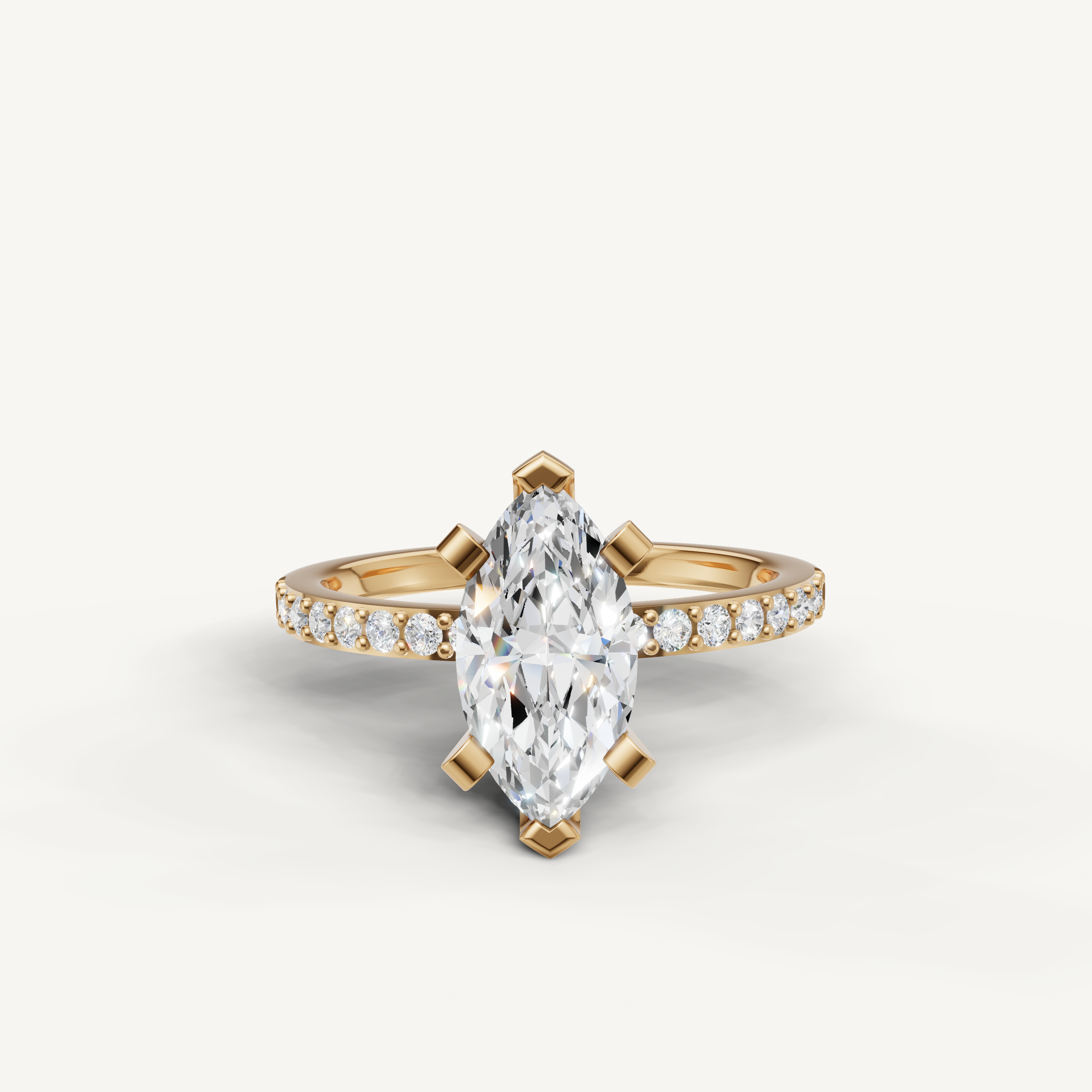 marquise lab grown diamond engagement ring in 14k yellow gold