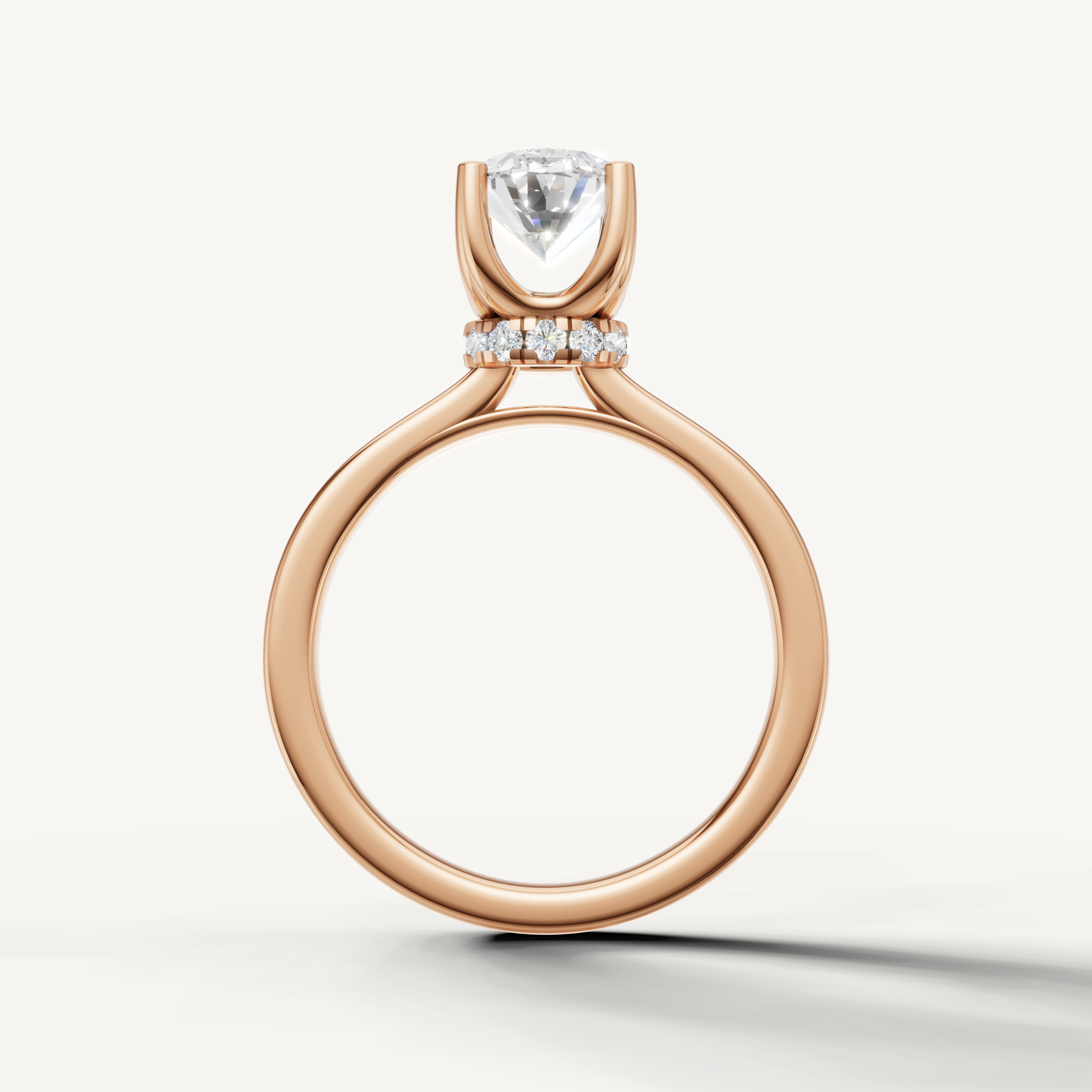modern oval lab grown diamond solitaire ring with refined rose gold band