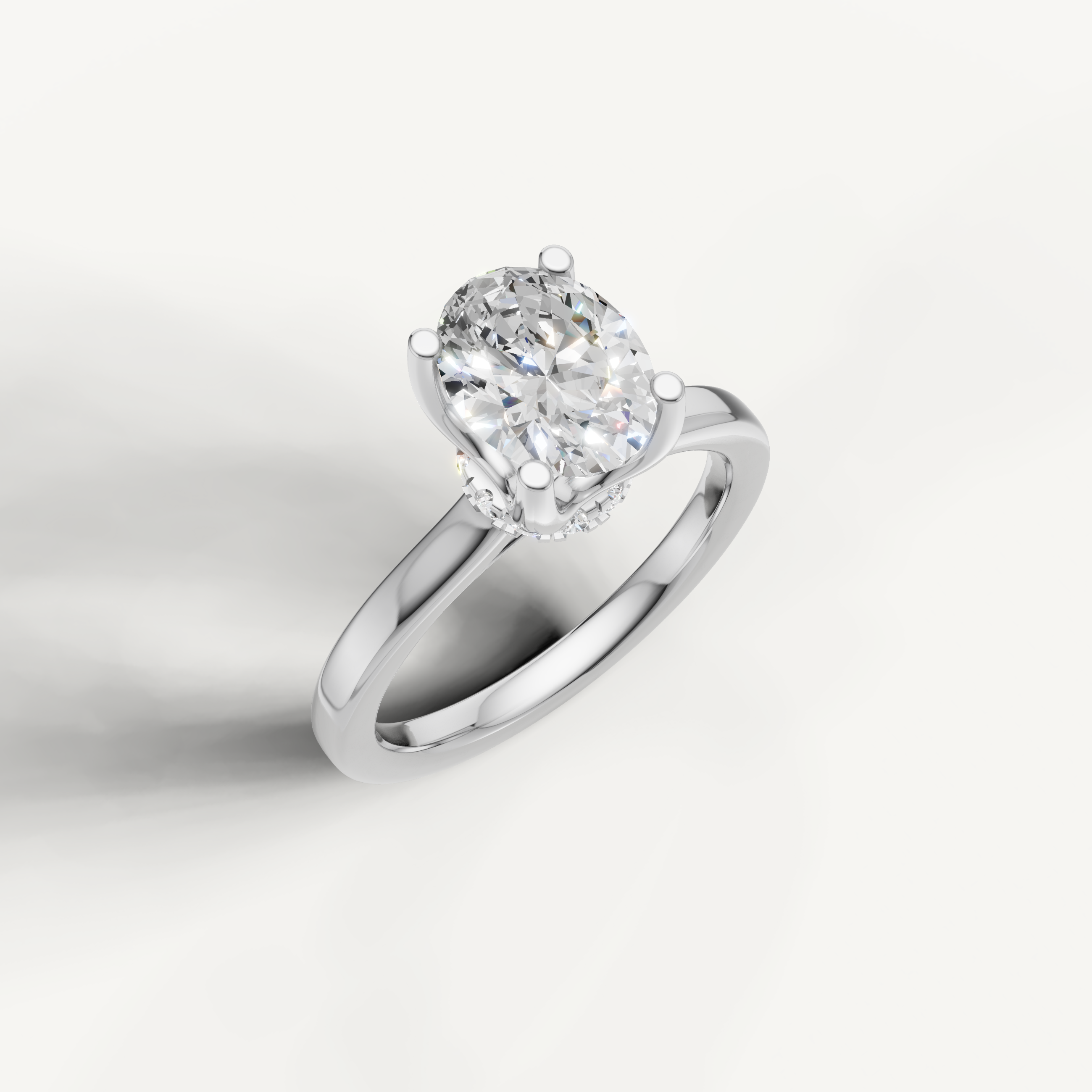 sophisticated oval lab grown diamond engagement ring with sleek white gold solitaire band