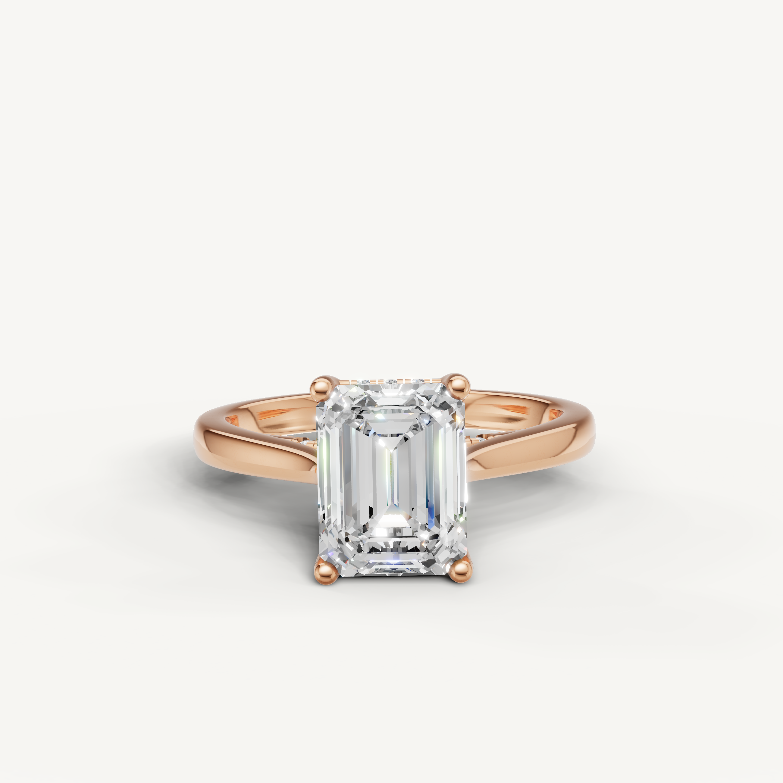 emerald cut lab grown diamond solitaire engagement ring in 14k rose gold