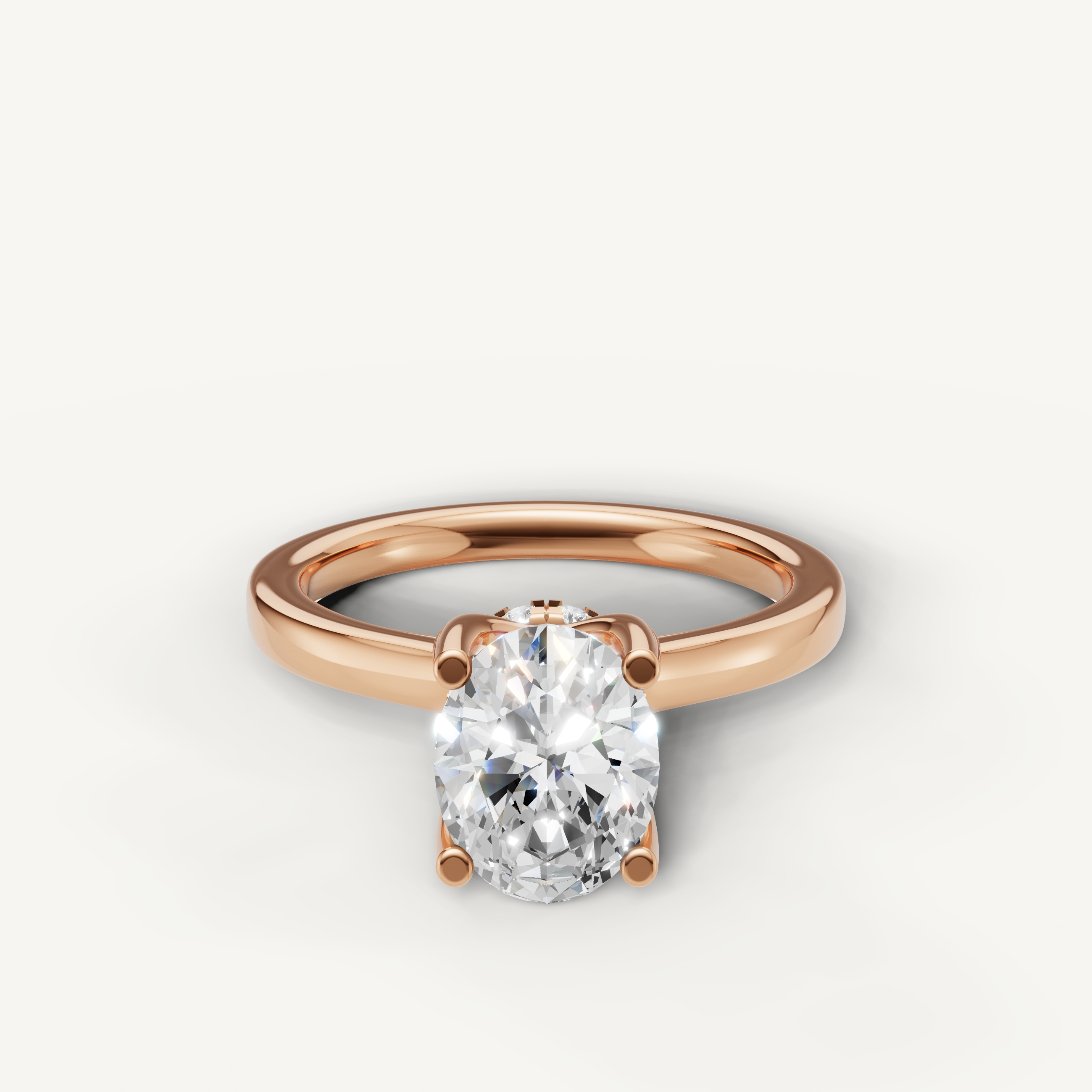 oval cut lab grown diamond solitaire engagement ring in 14k rose gold