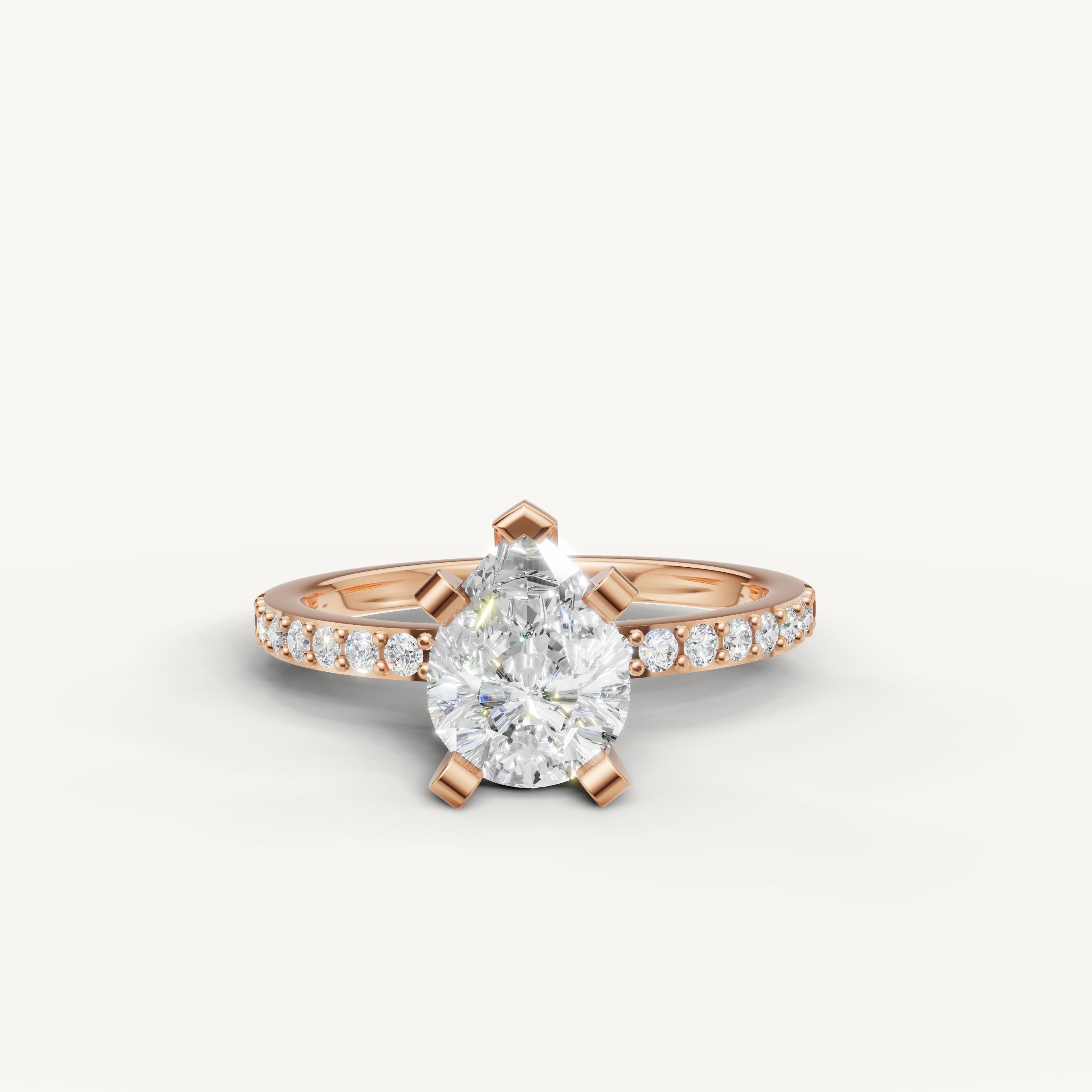 pear lab grown diamond engagement ring in 14k rose gold