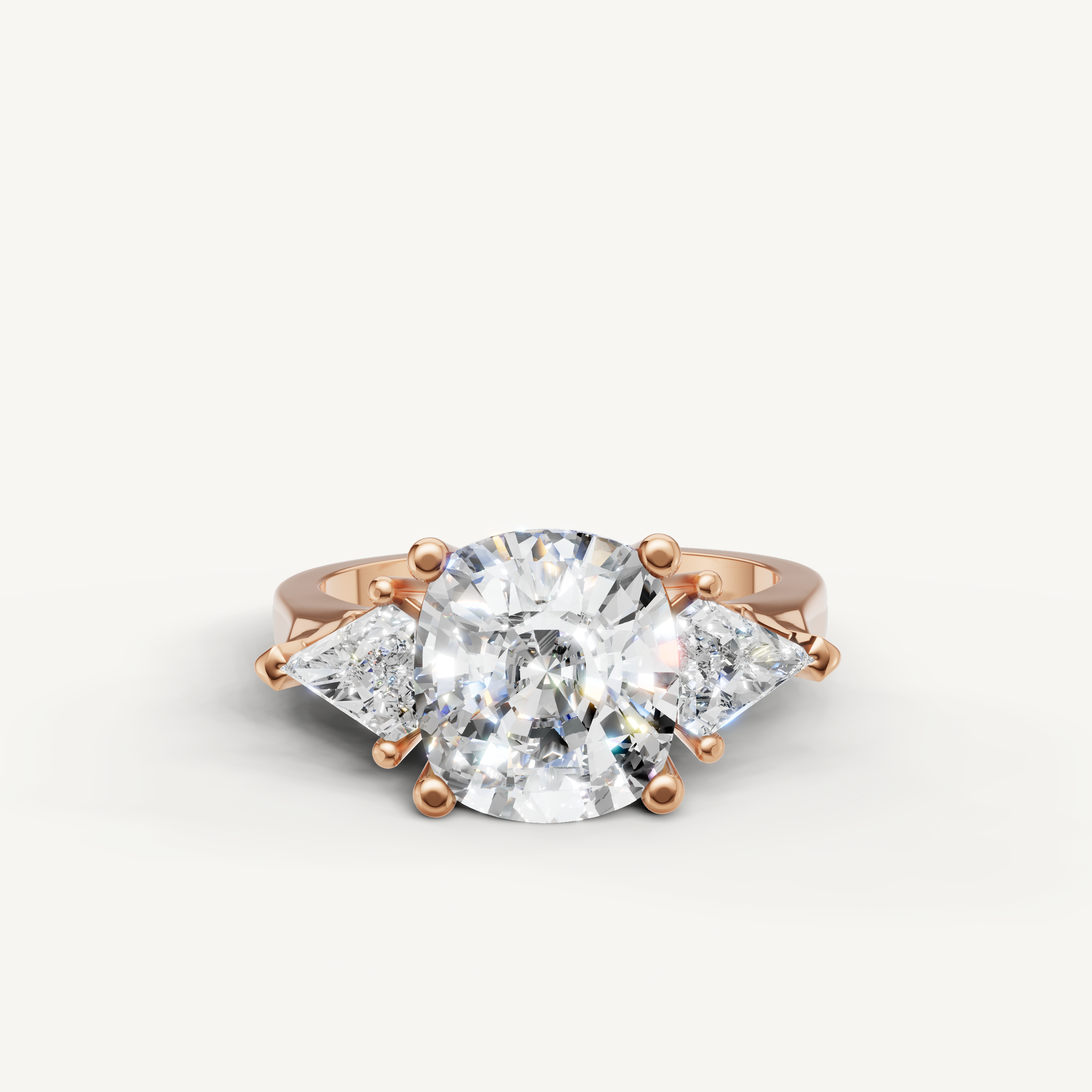 Raul Diamonds rose gold round engagement ring with pear shaped diamonds
