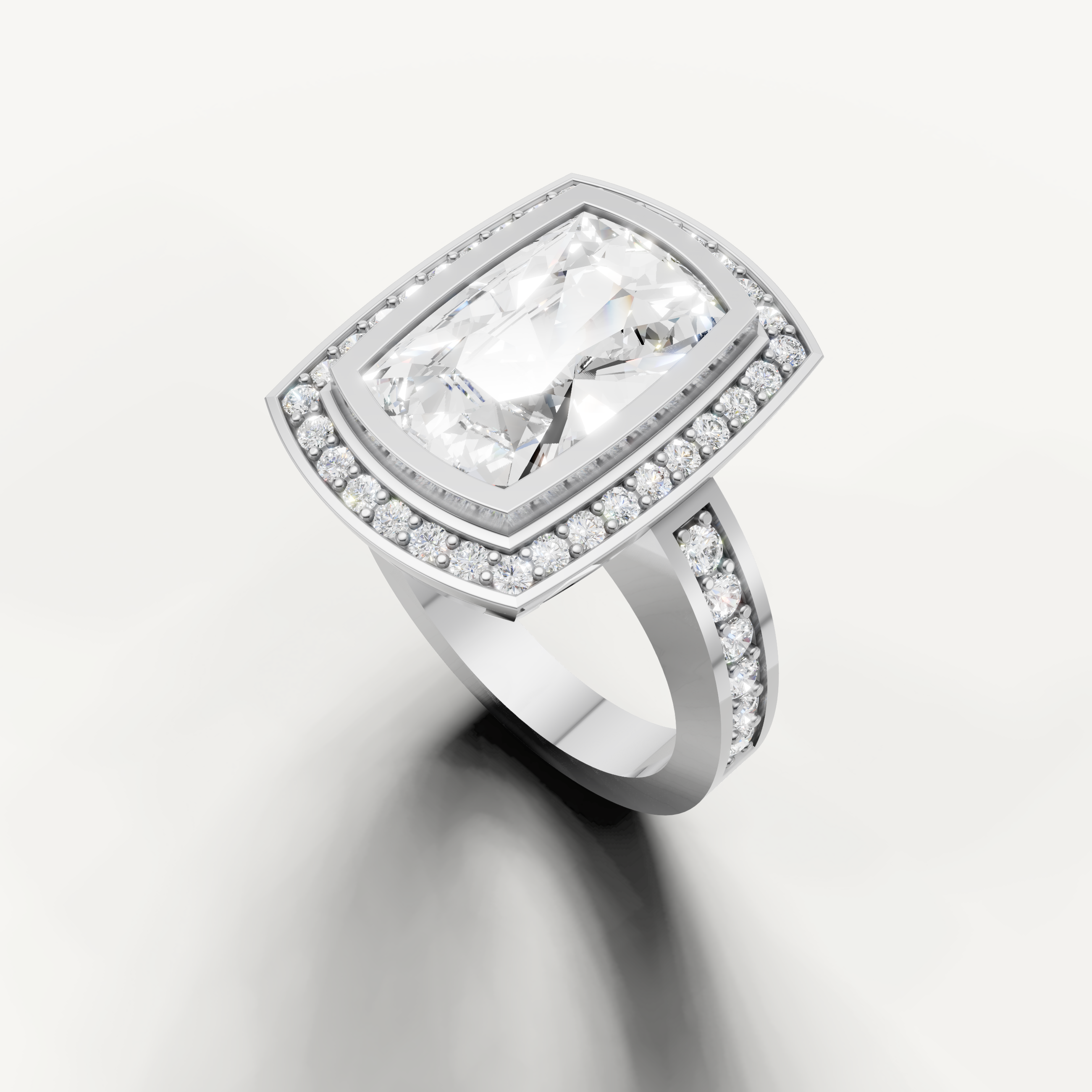 Premium cushion cut engagement ring from Raul Diamonds collection.