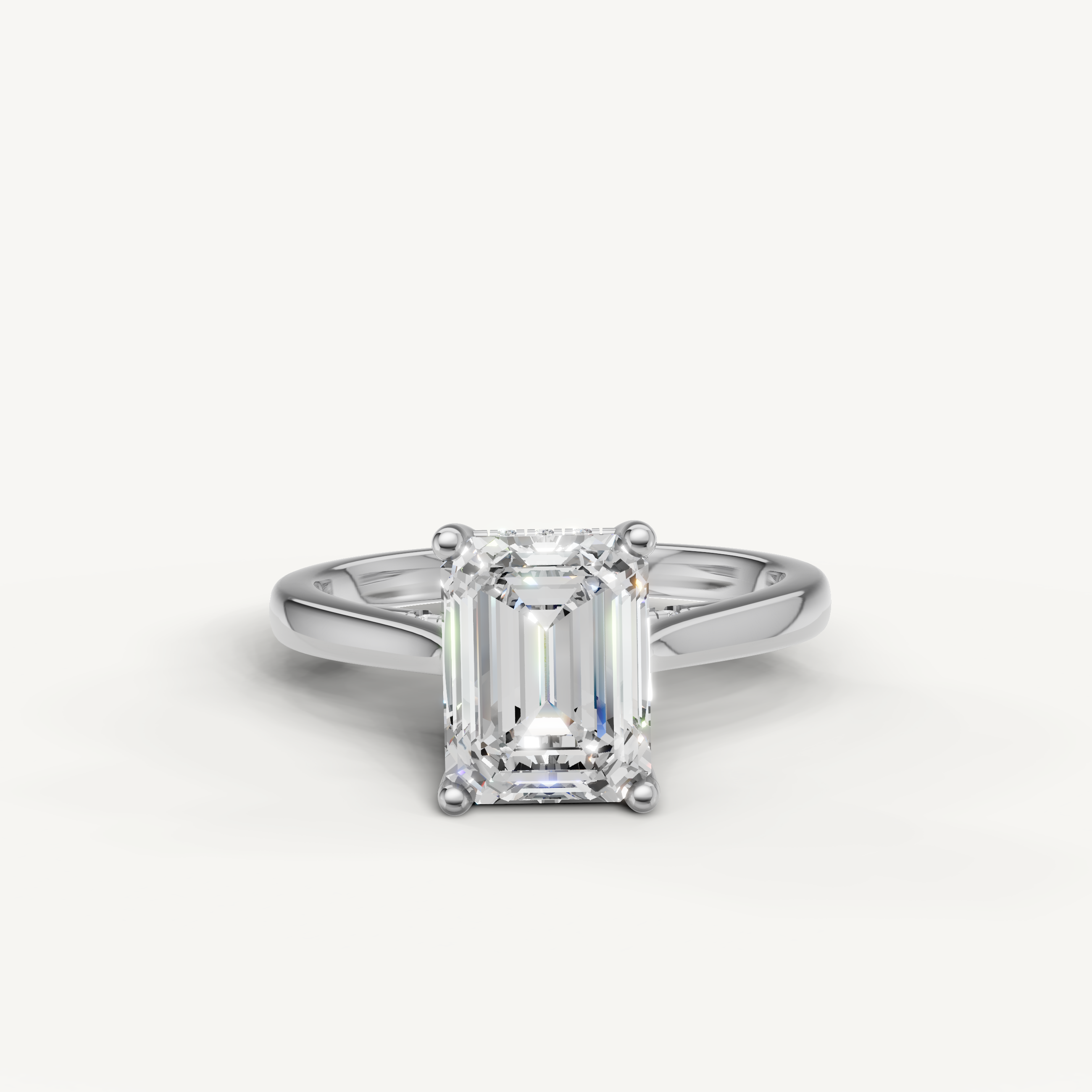 emerald cut lab grown diamond solitaire engagement ring in 14k white gold