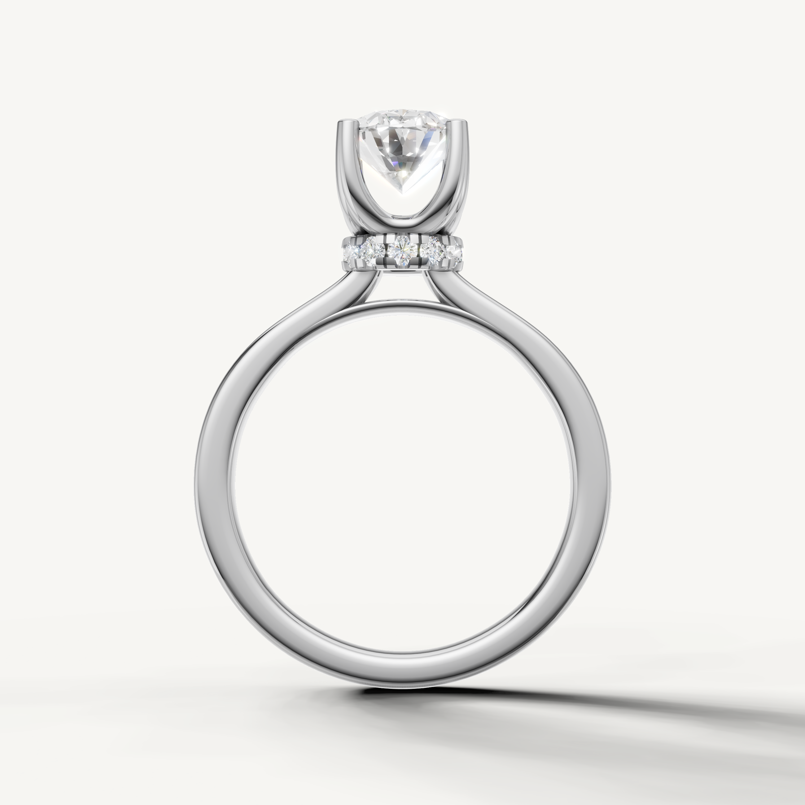 minimalist oval lab grown diamond solitaire ring with elegant white gold band
