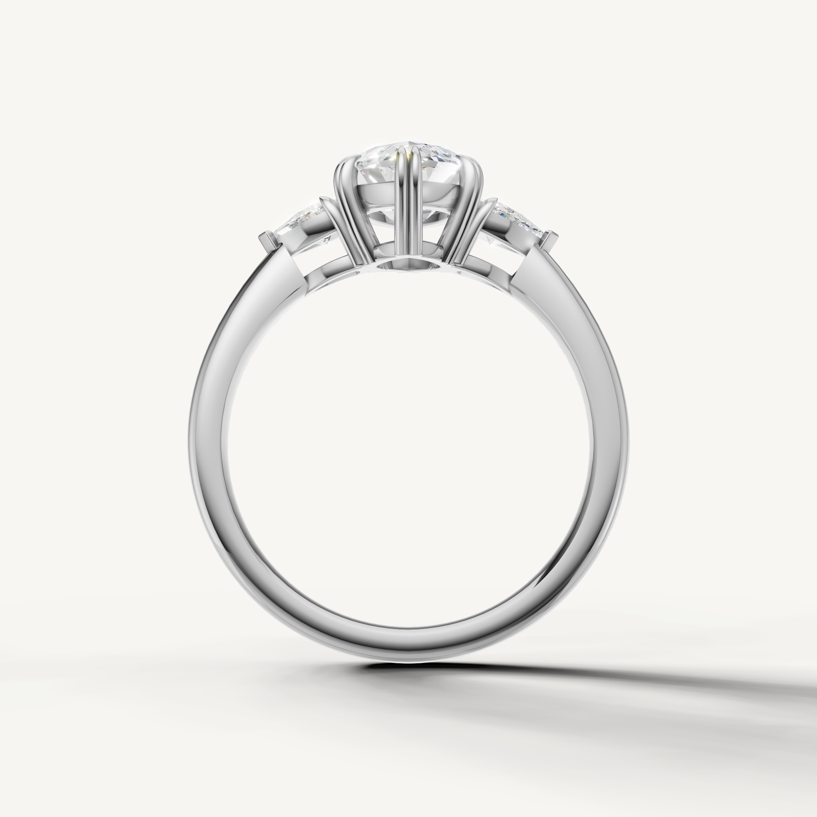 timeless marquise lab grown diamond engagement ring with tapered trillion side stones